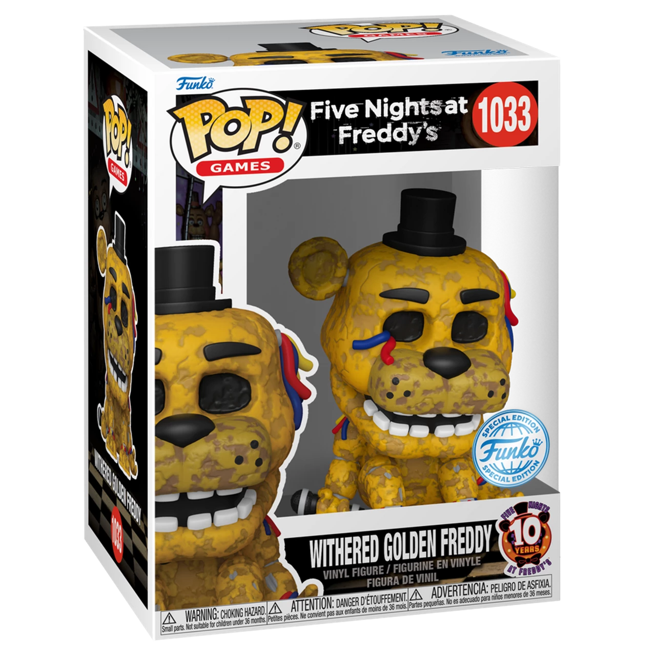 Funko Pop! Games FNAF Withered Golden Freddy #1033 Special Edition Free Protector