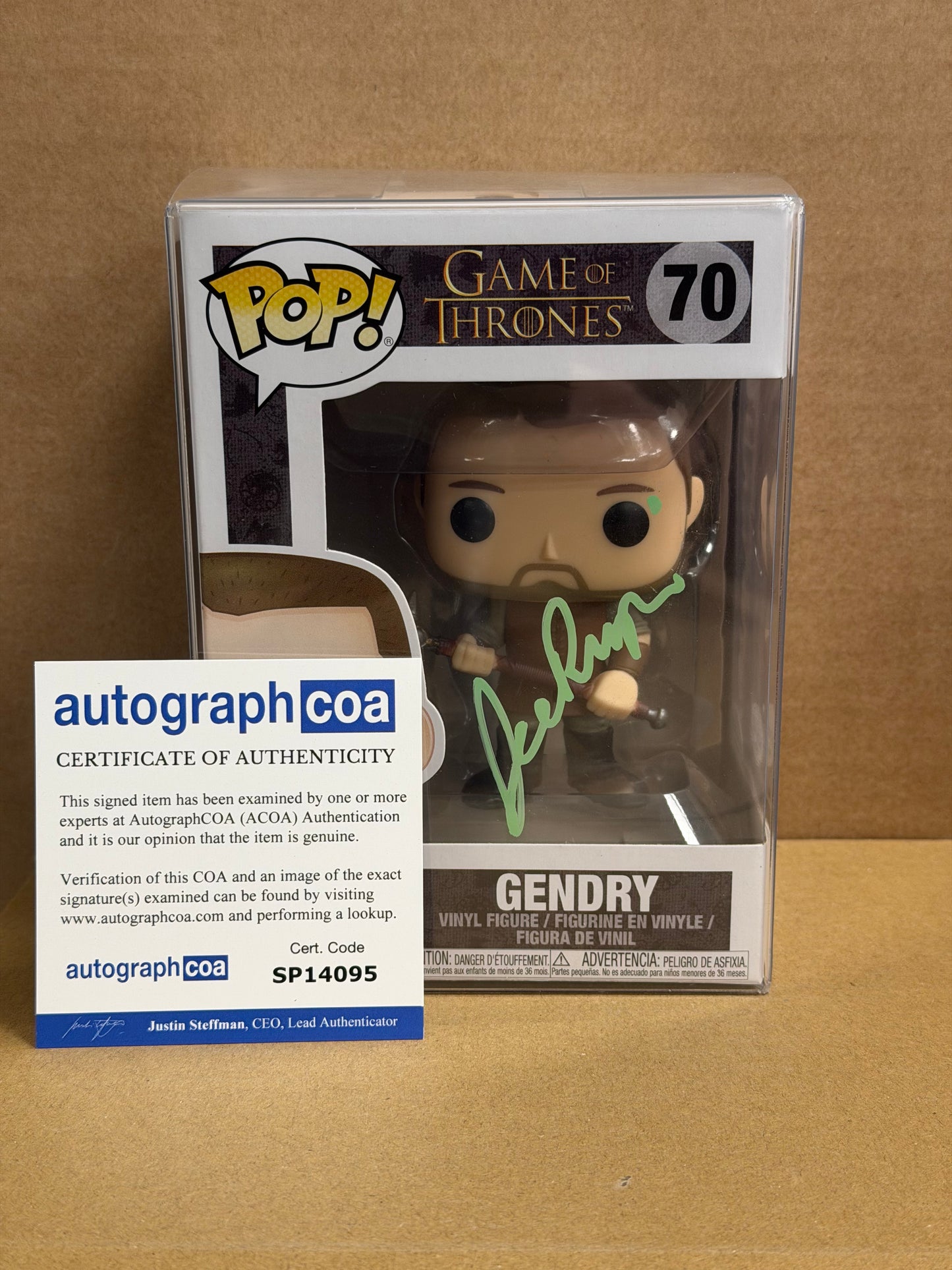 Funko Pop! Television Game Of Thrones Gendry Signed Joe Dempsie COA #70 WS