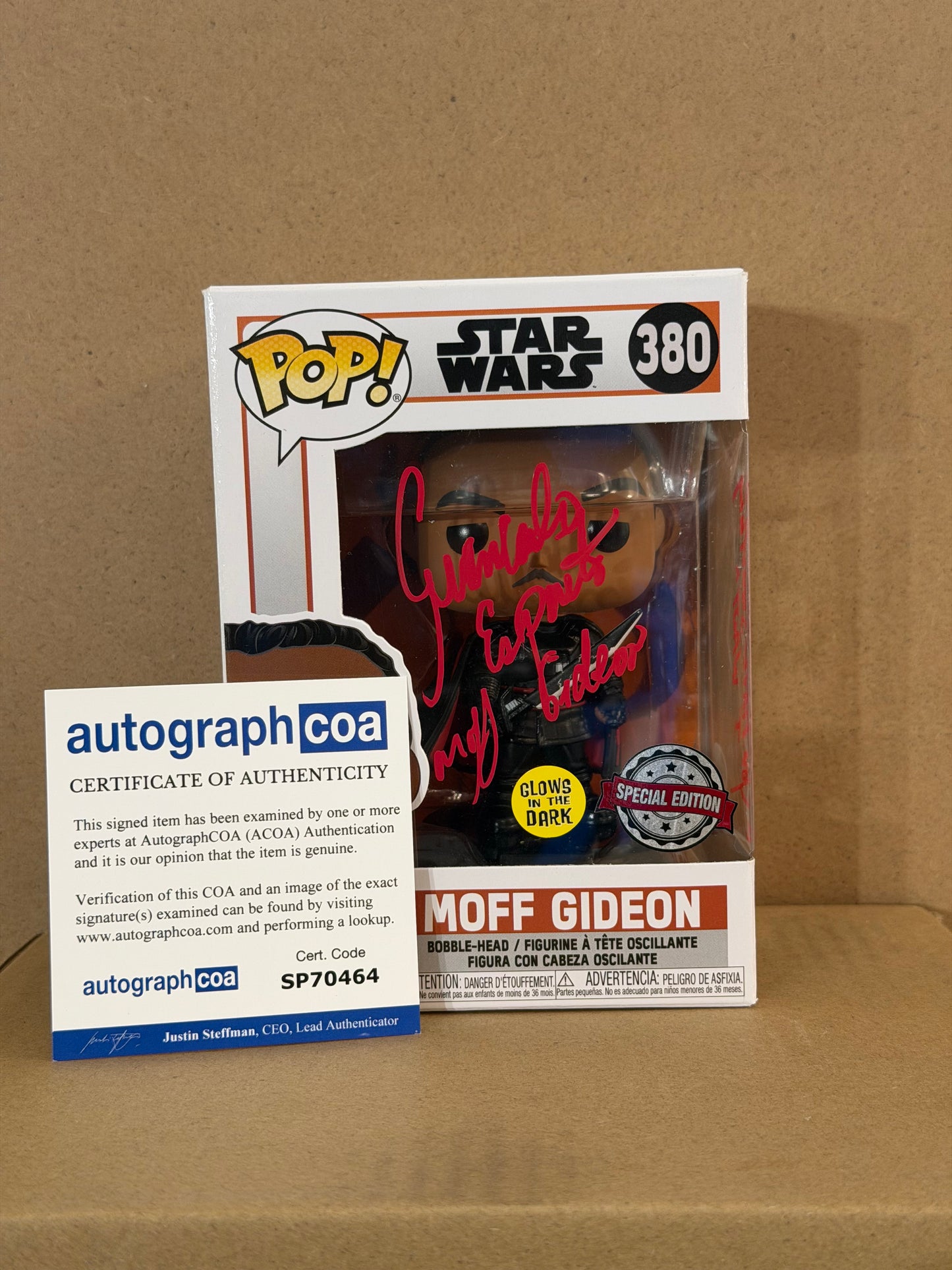 Funko Pop! Star Wars Moff Gideon Signed Giancarlo Esposito COA #380