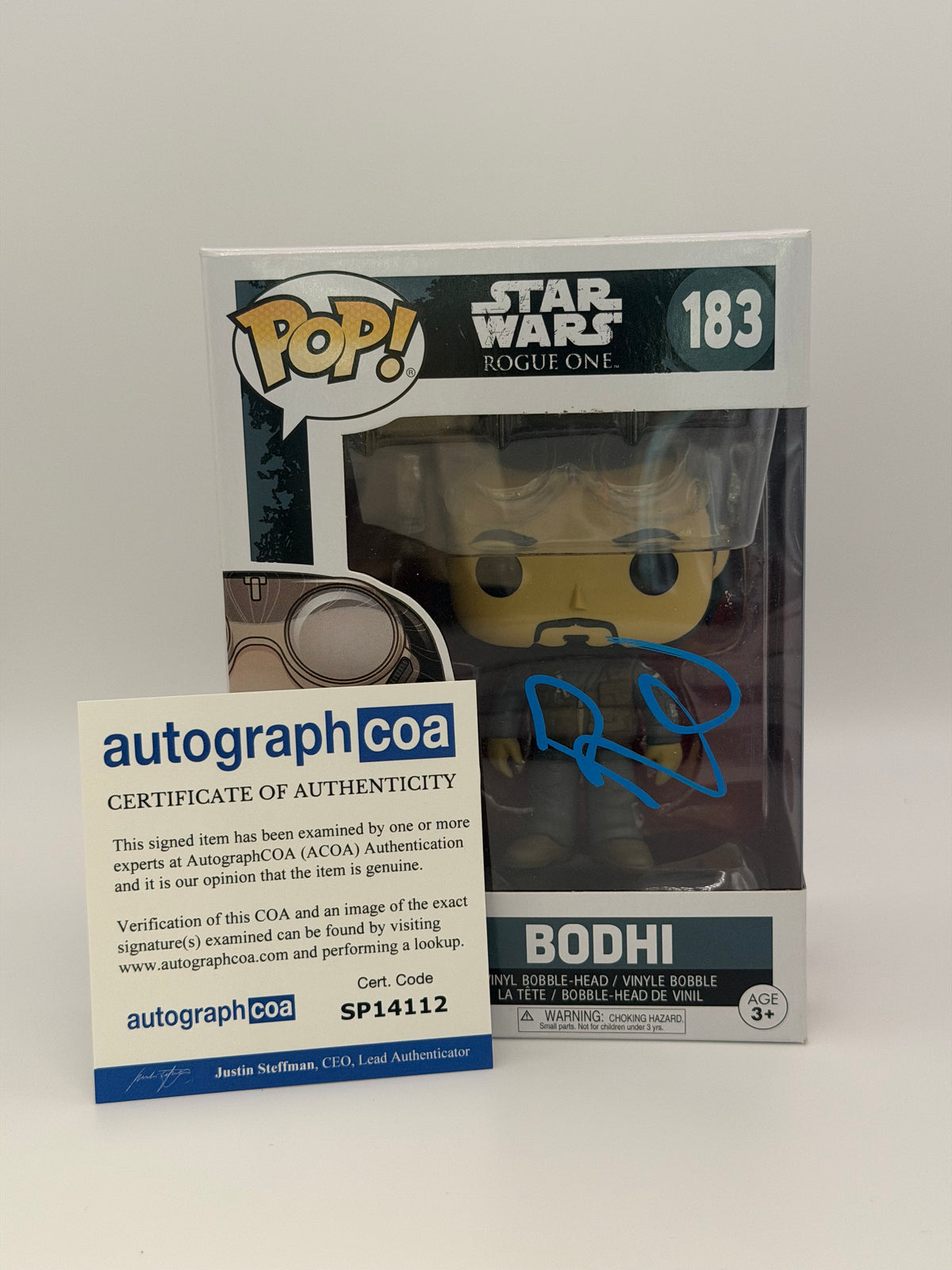 Funko Pop! Star Wars Bodhi Signed Riz Ahmed COA #183