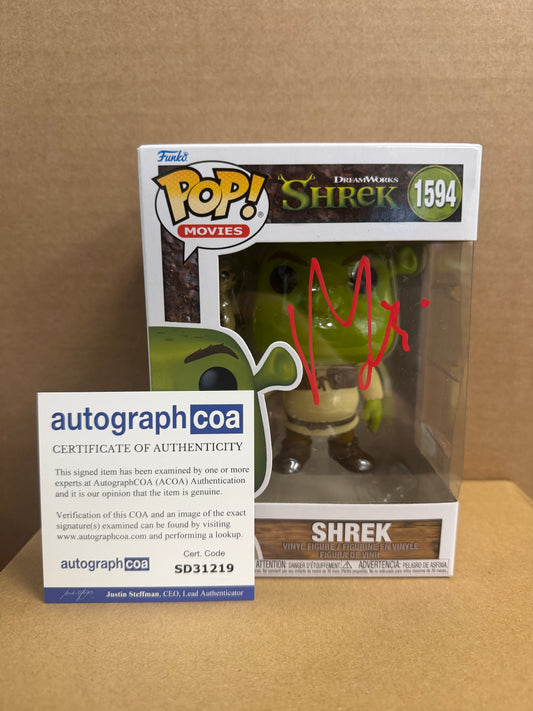 Funko Pop! Movies Shrek Signed Mike Myers #1594 COA WS