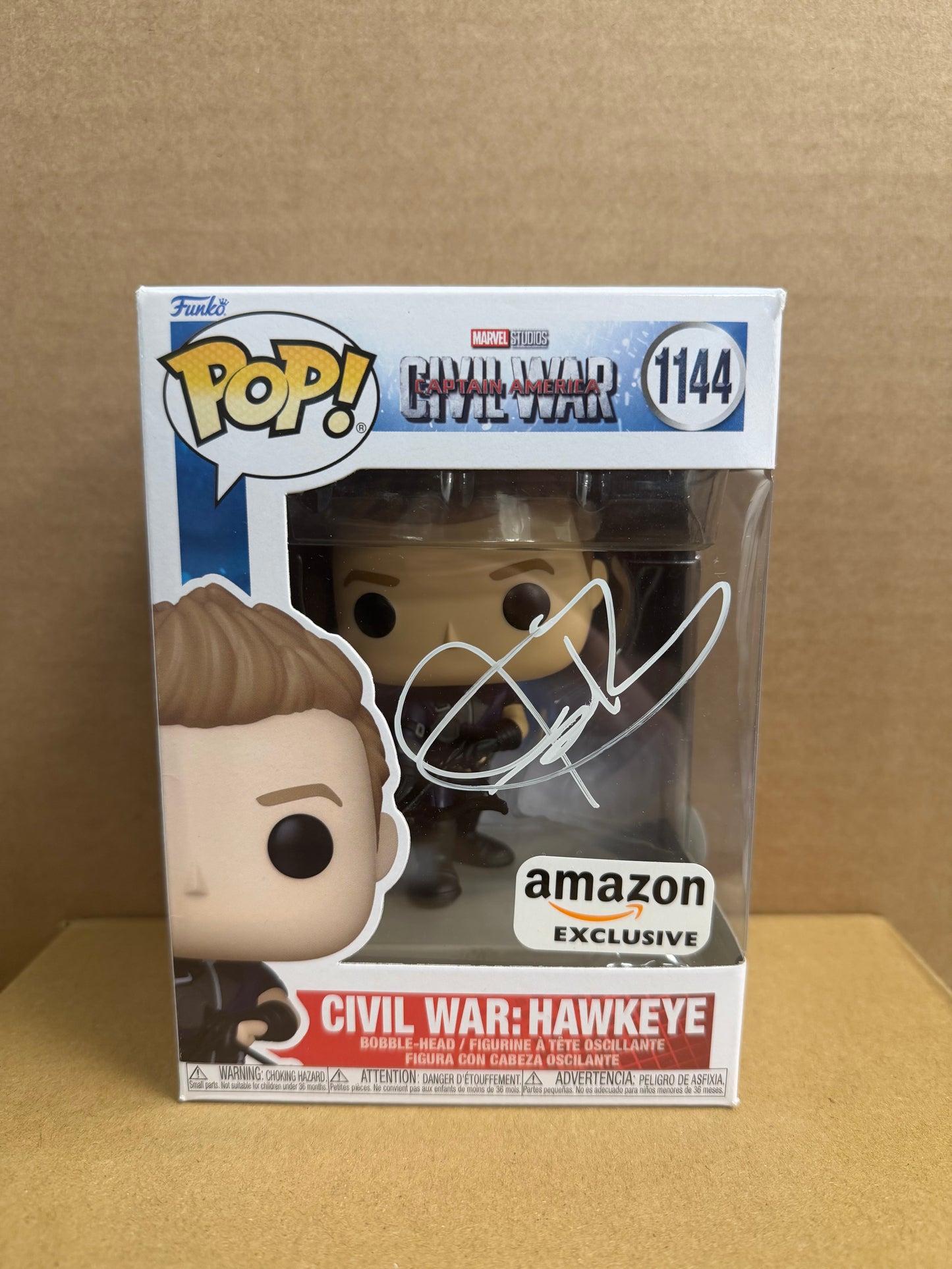 Funko Pop! Marvel Civil War Hawkeye Signed Jeremy Renner COA #1144