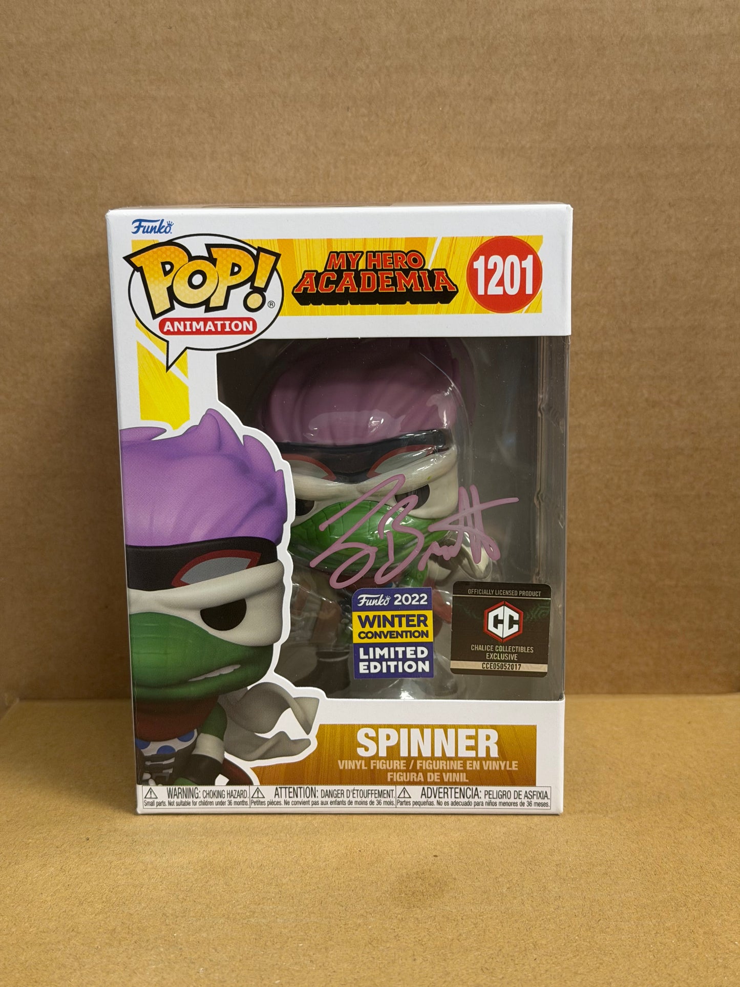 Funko Pop! Anime My Hero Academia Spinner Signed Larry Brantley COA #1201
