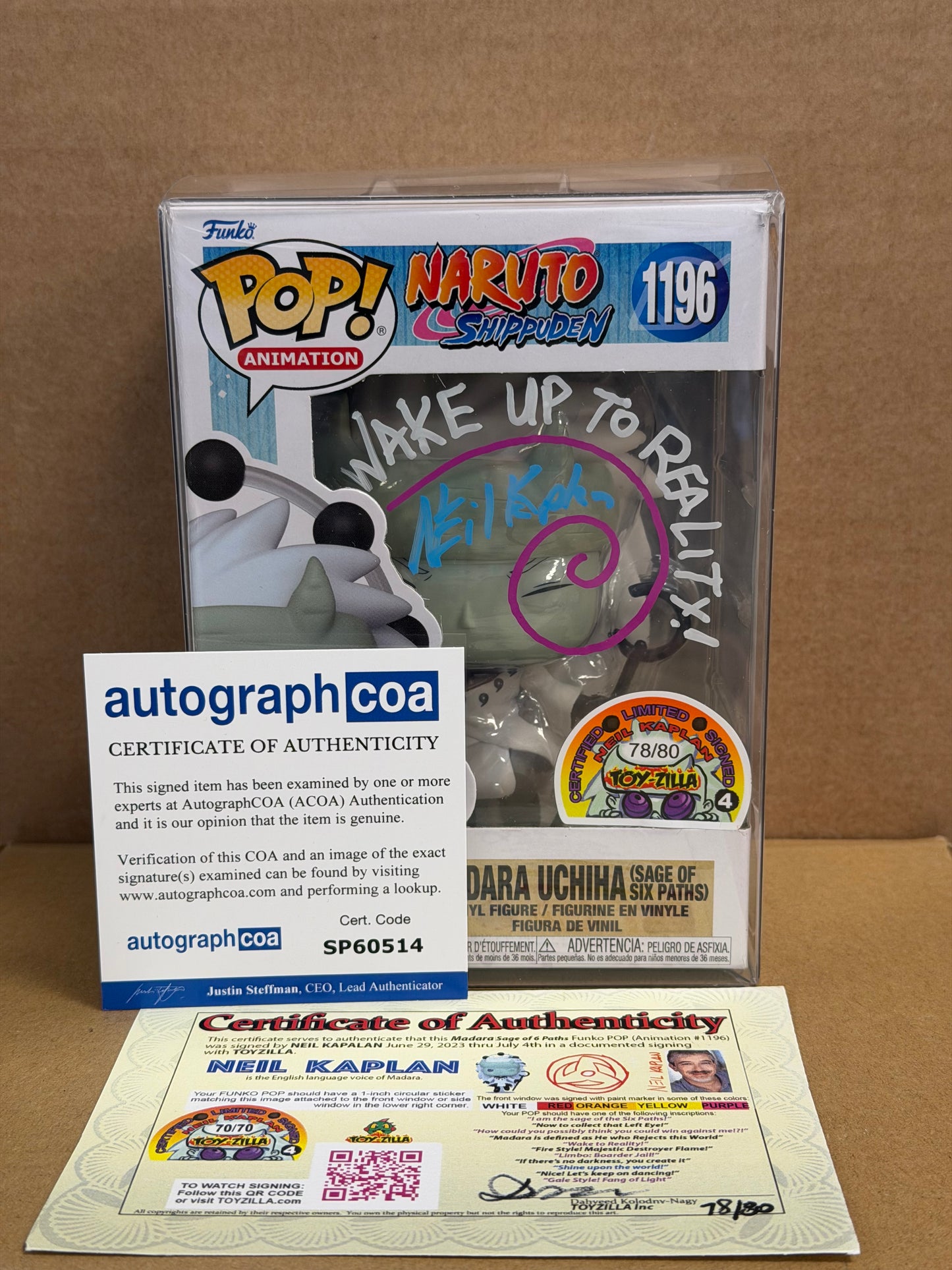 Funko Pop! Anime Naruto Shippuden Madura Uchiha Signed Neil Kaplan COA #1196