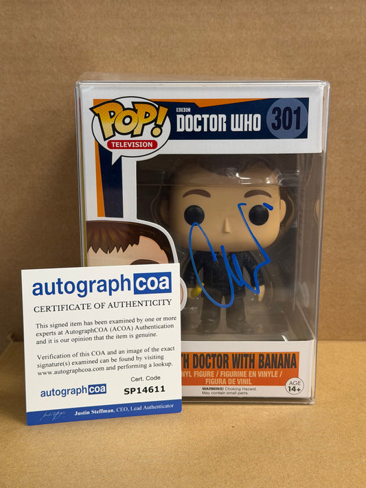 Funko Pop! Television Dr Who Ninth Doctor With Banana Signed Christopher Eccleston COA #301