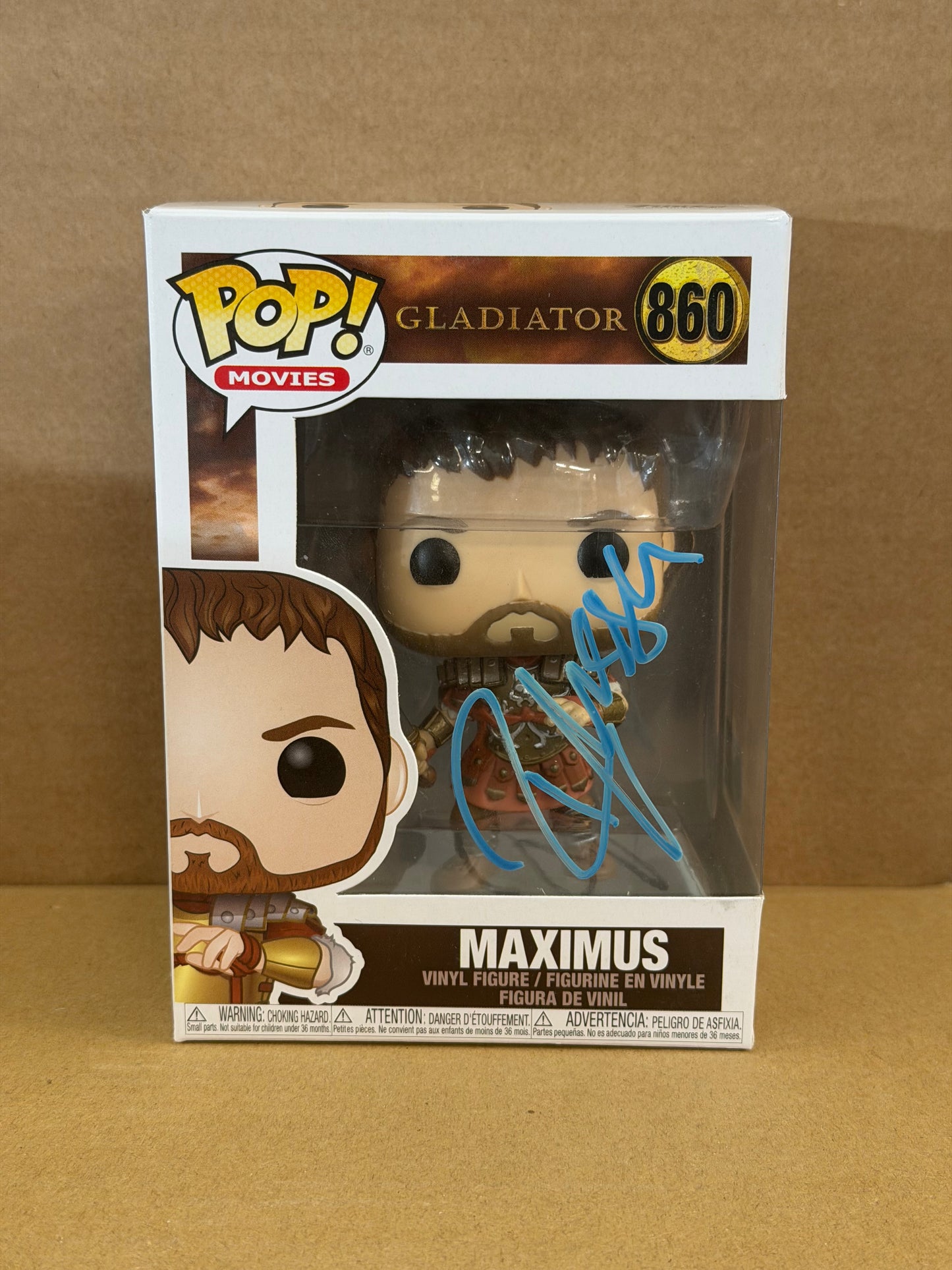 Funko Pop! Movies Gladiator Maximus Signed Russel Crowe #860 Free Magentic Stack