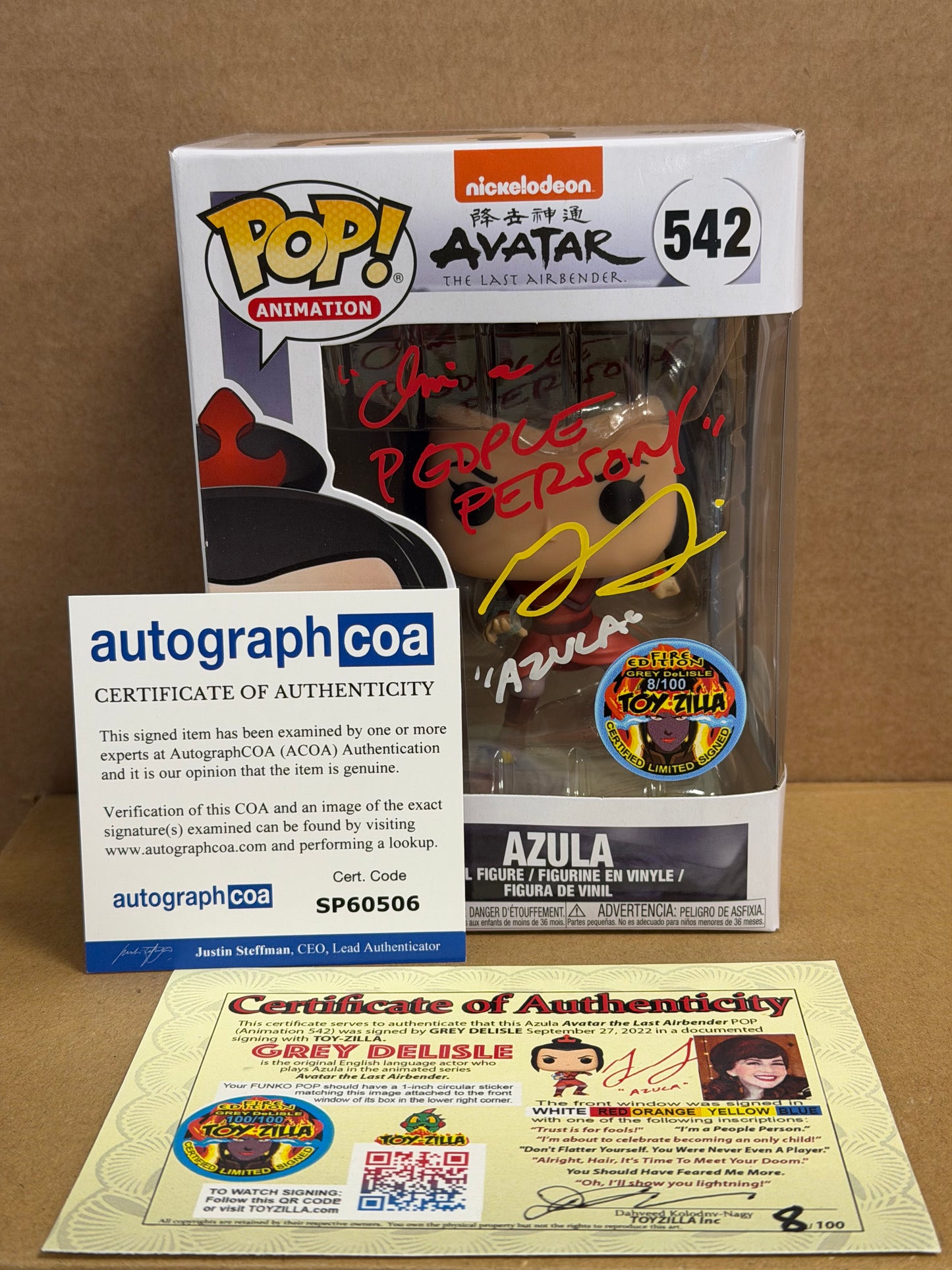 Funko Pop! Anime Avatar The Last Airbender Azula Signed Grey DeLisle COA #542