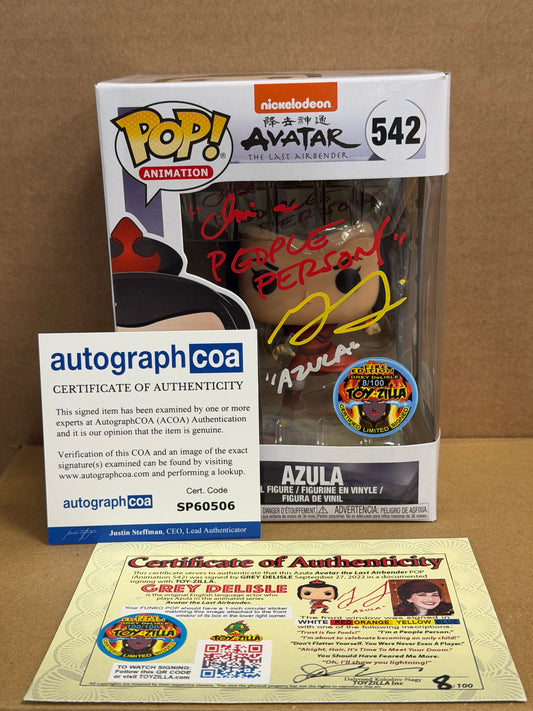 Funko Pop! Anime Avatar The Last Airbender Azula Signed Grey DeLisle COA #542