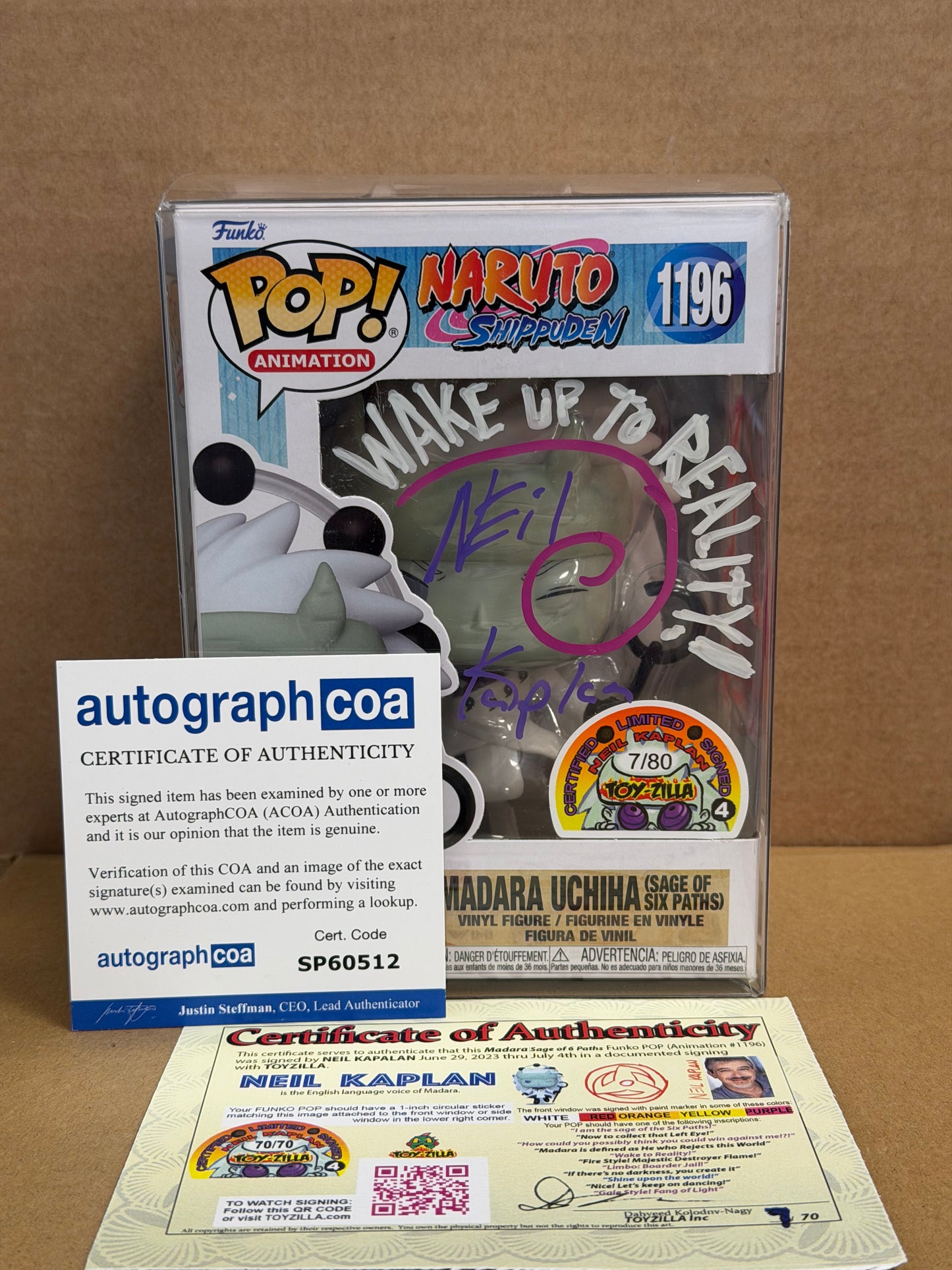 Funko Pop! Anime Naruto Shippuden Madura Uchiha Signed Neil Kaplan COA #1196