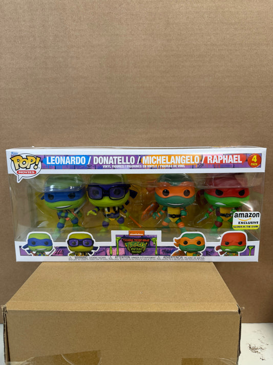 Funko Pop! Movies TMNT Mutant Mayhem 4 Pack Amazon Glow Exclusive