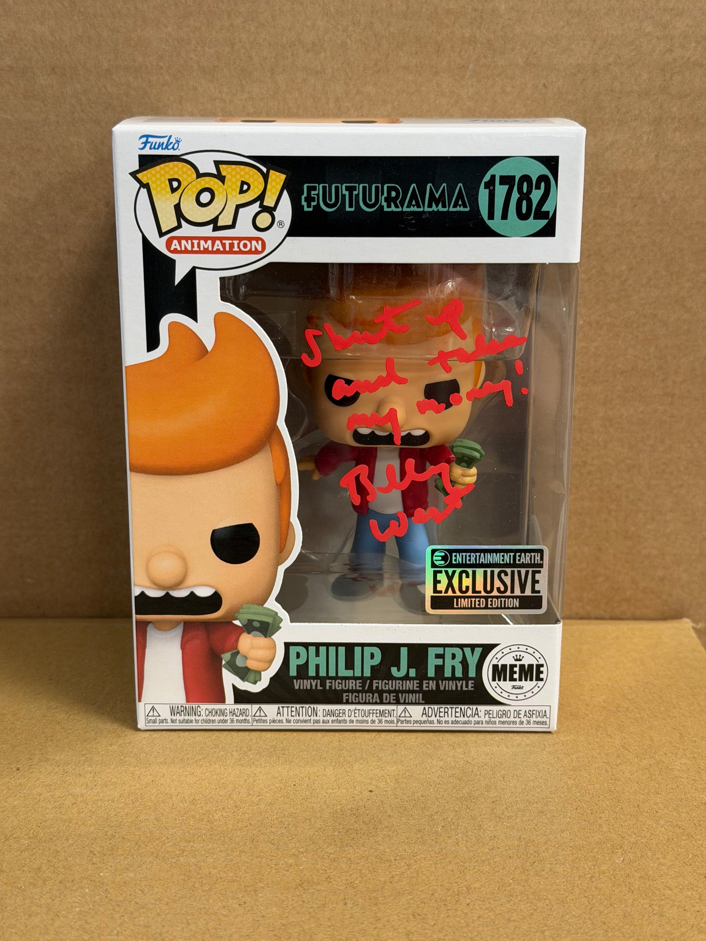 Funko Pop! Animation Futurama Philip J. Fry Signed Billy West COA #1755