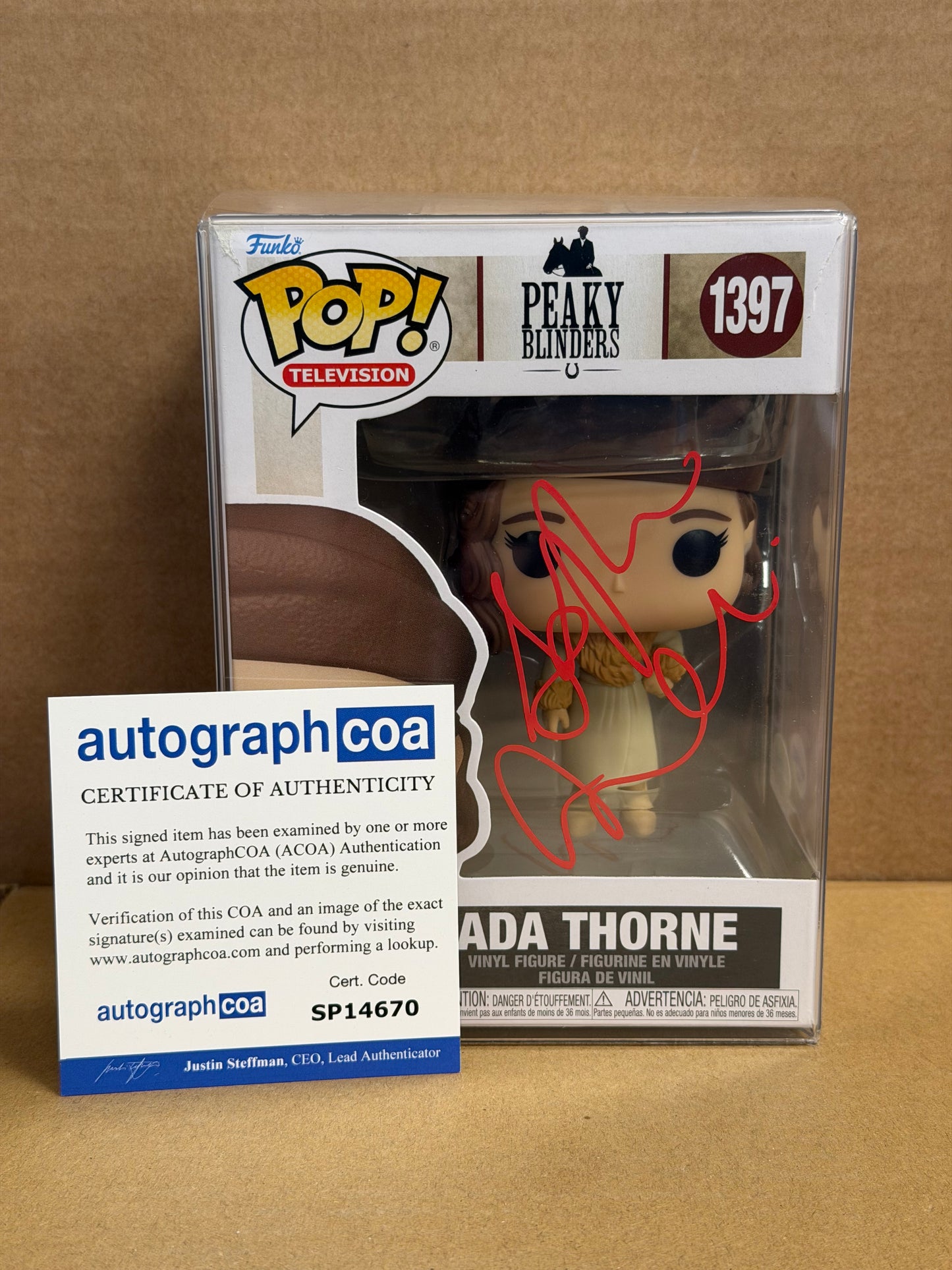 Funko Pop! Television Peaky Blinders Ada Thorne Signed Sophie Rundle COA #1397 BOX DAMAGE