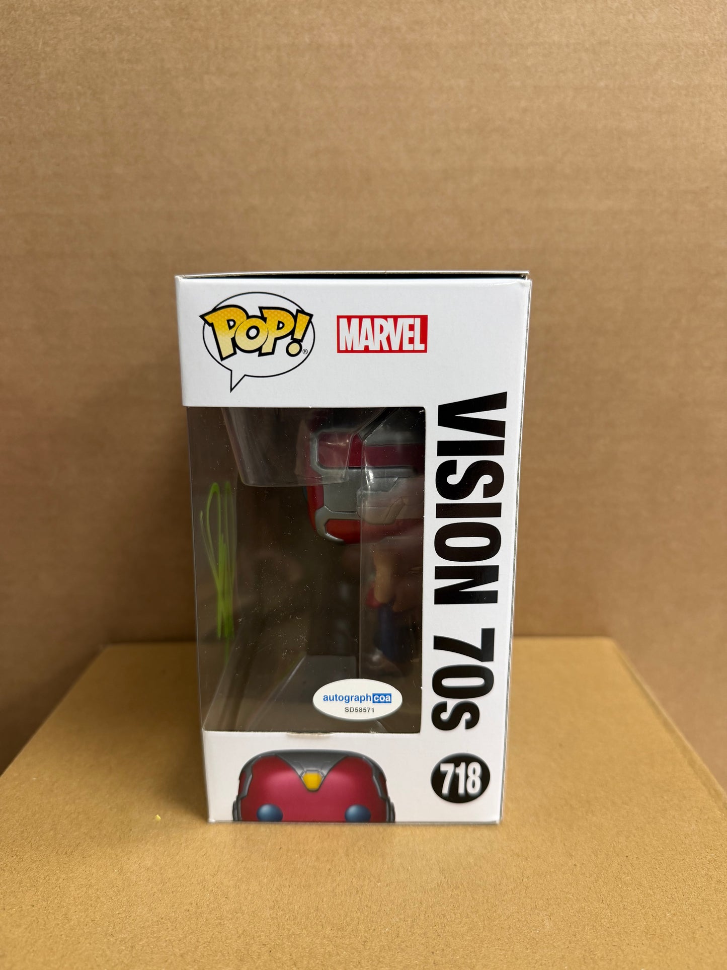Funko Pop! Marvel Vision 70s Signed Paul Bettany COA #718 WS
