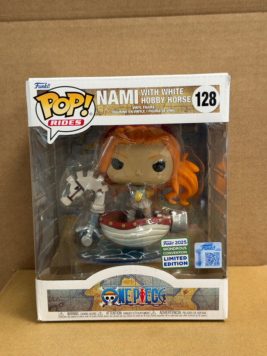 Funko Pop! Rides Anime One Piece Nami W/ White Hobby Horse #128 2025 Convention