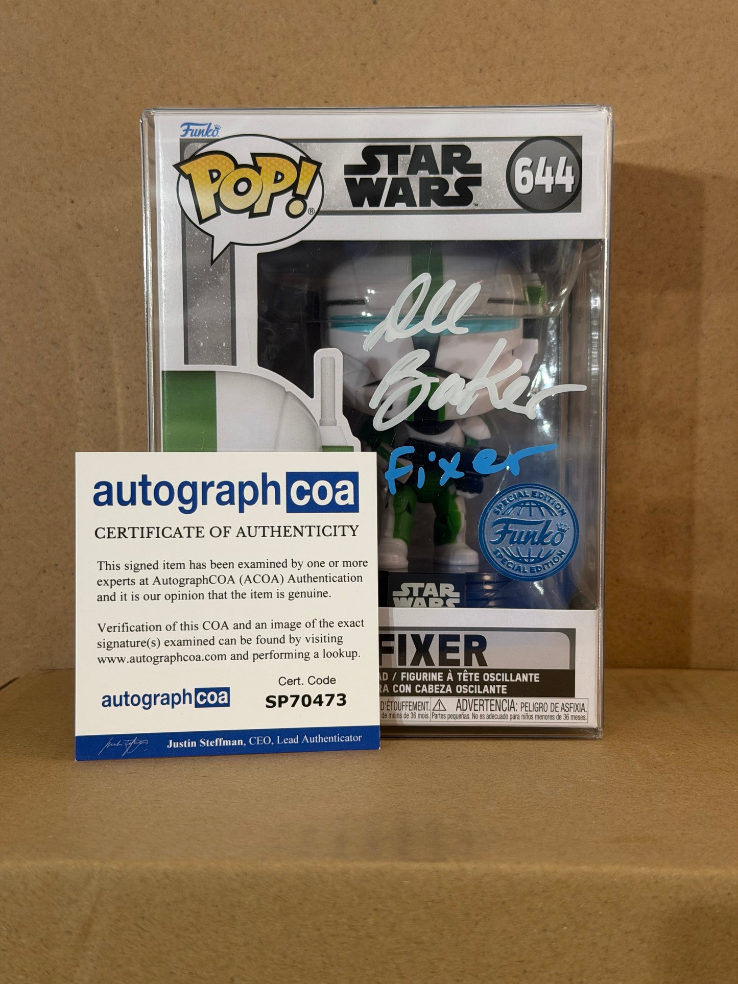 Funko Pop! Star Wars Fixer Signed Dee Baker COA #644 Special Edition
