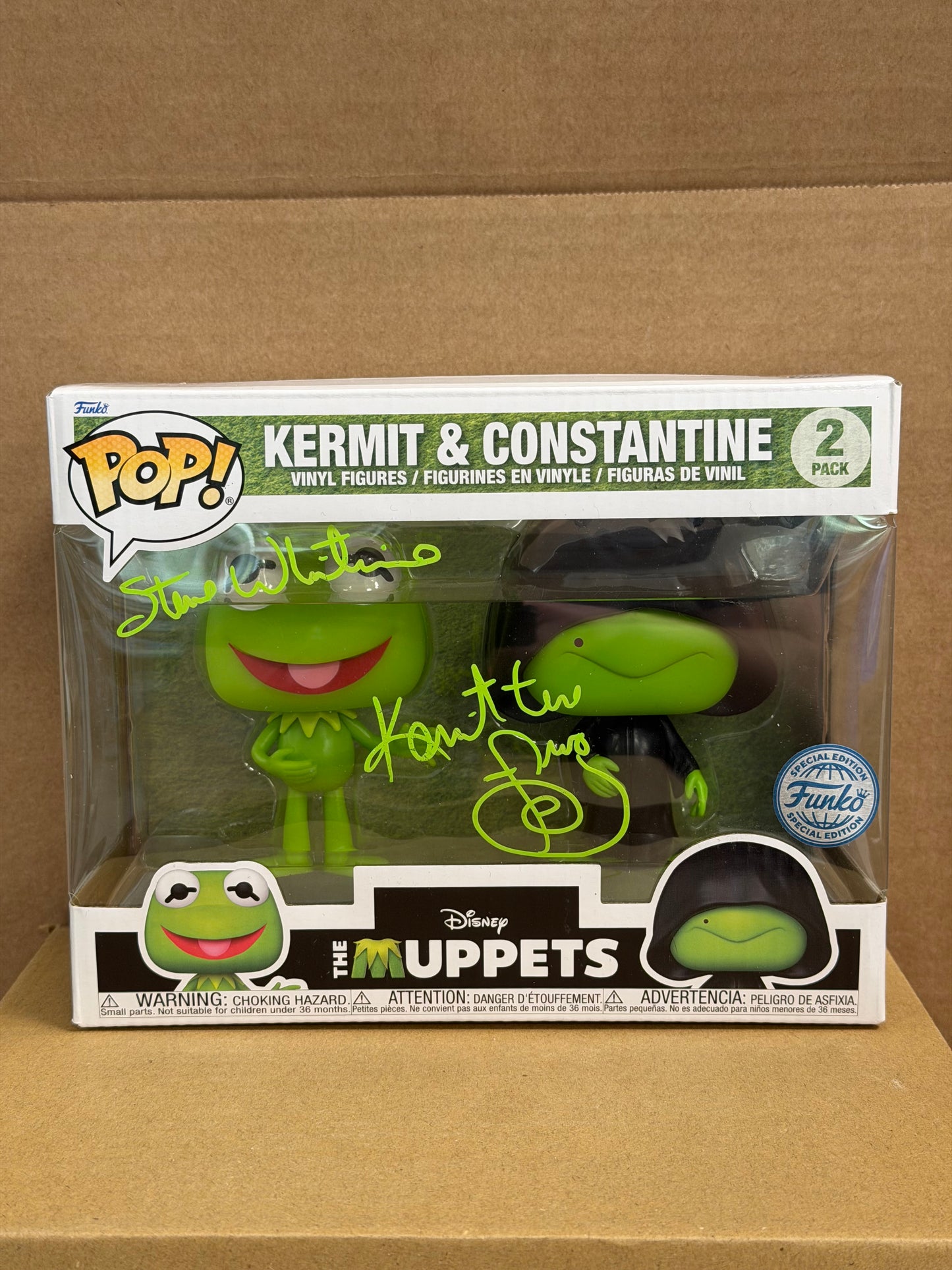 Funko Pop! Disney Muppets Kermit & Constantine 2 Pack Signed Steve Whitmire COA