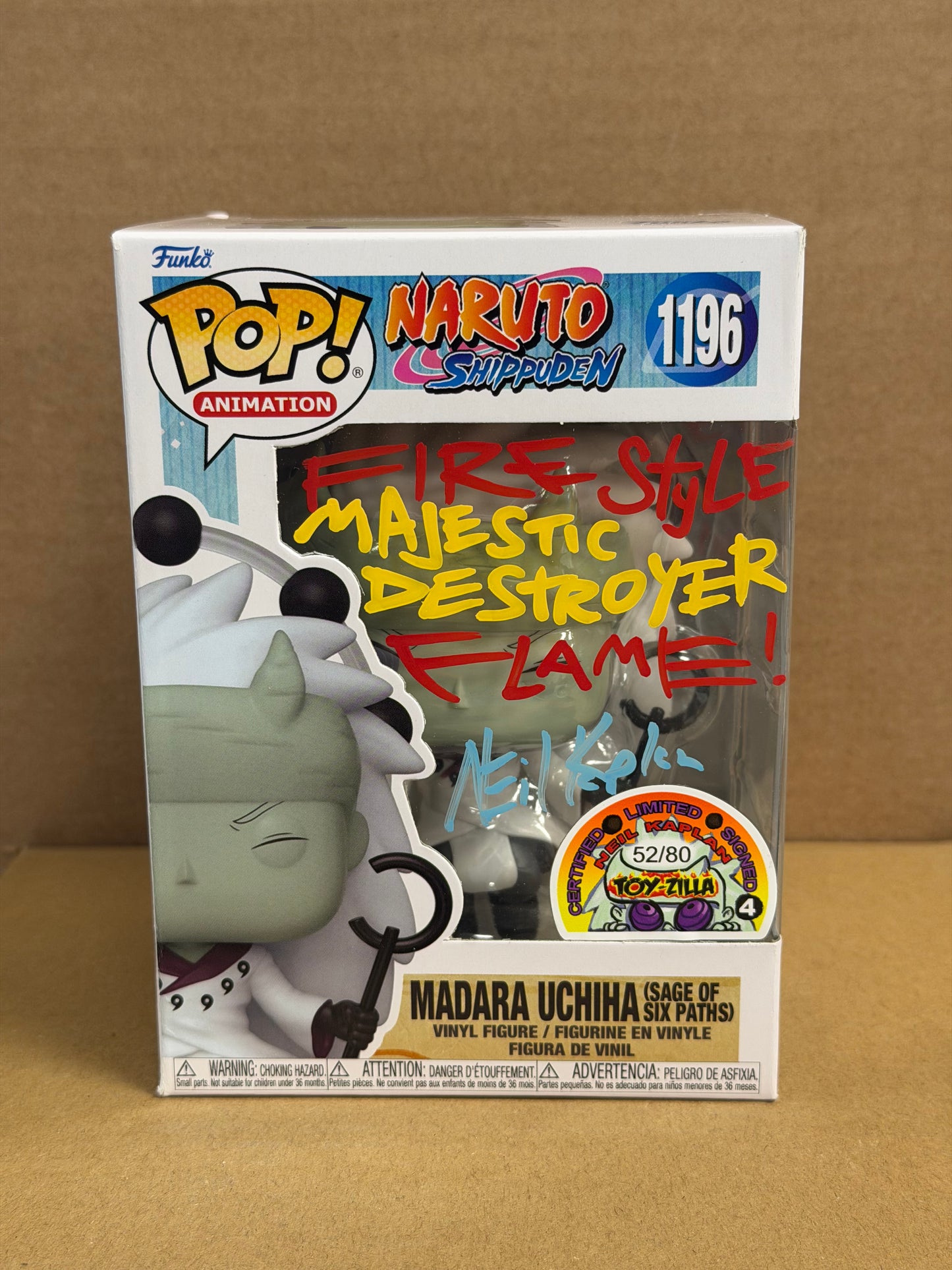 Funko Pop! Anime Naruto Shippiden Madara Uchiha Signed Neil Kaplan COA #1196