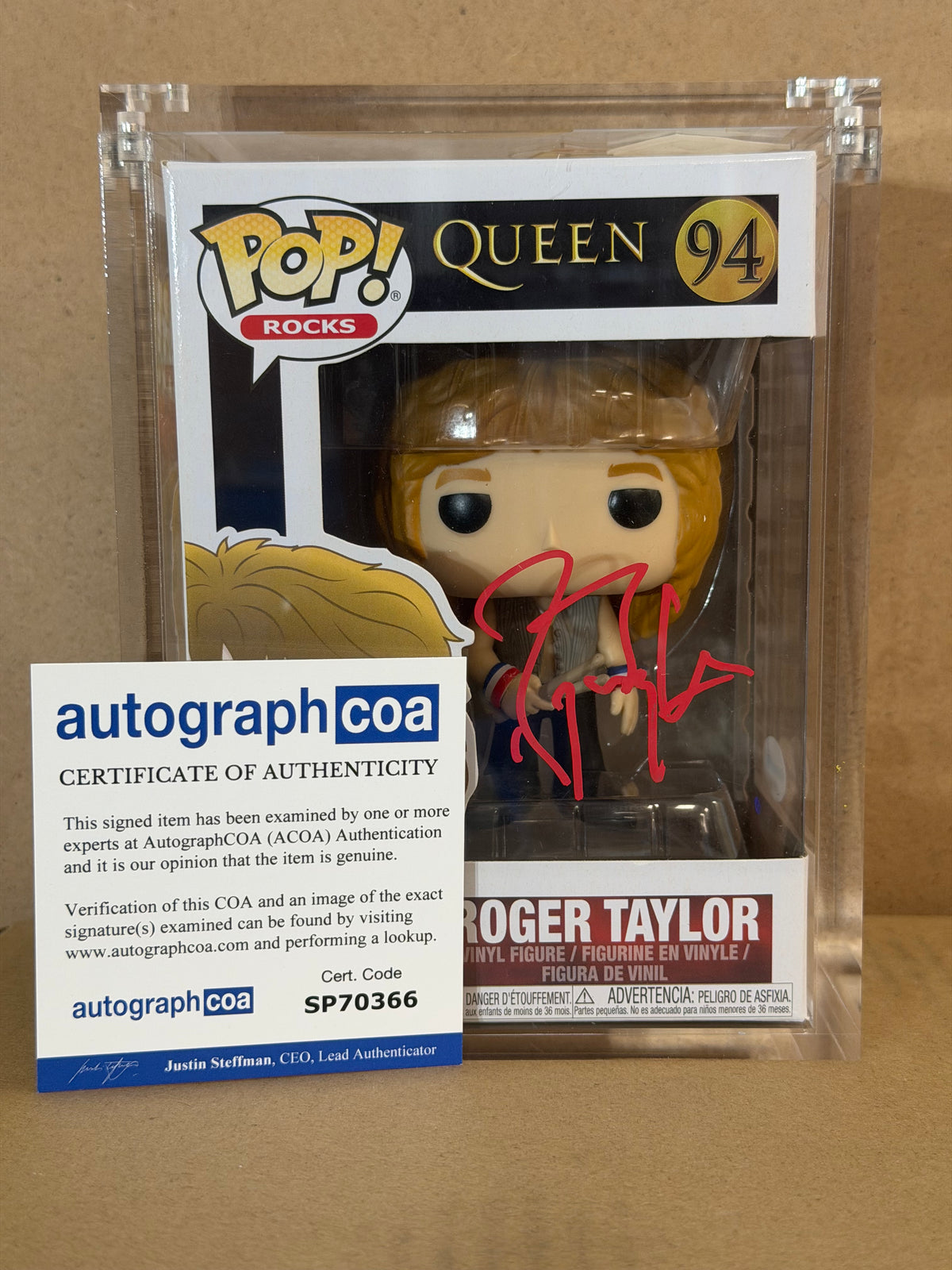 Funko Pop! Rocks Queen Roger Taylor Signed #94 ACOA
