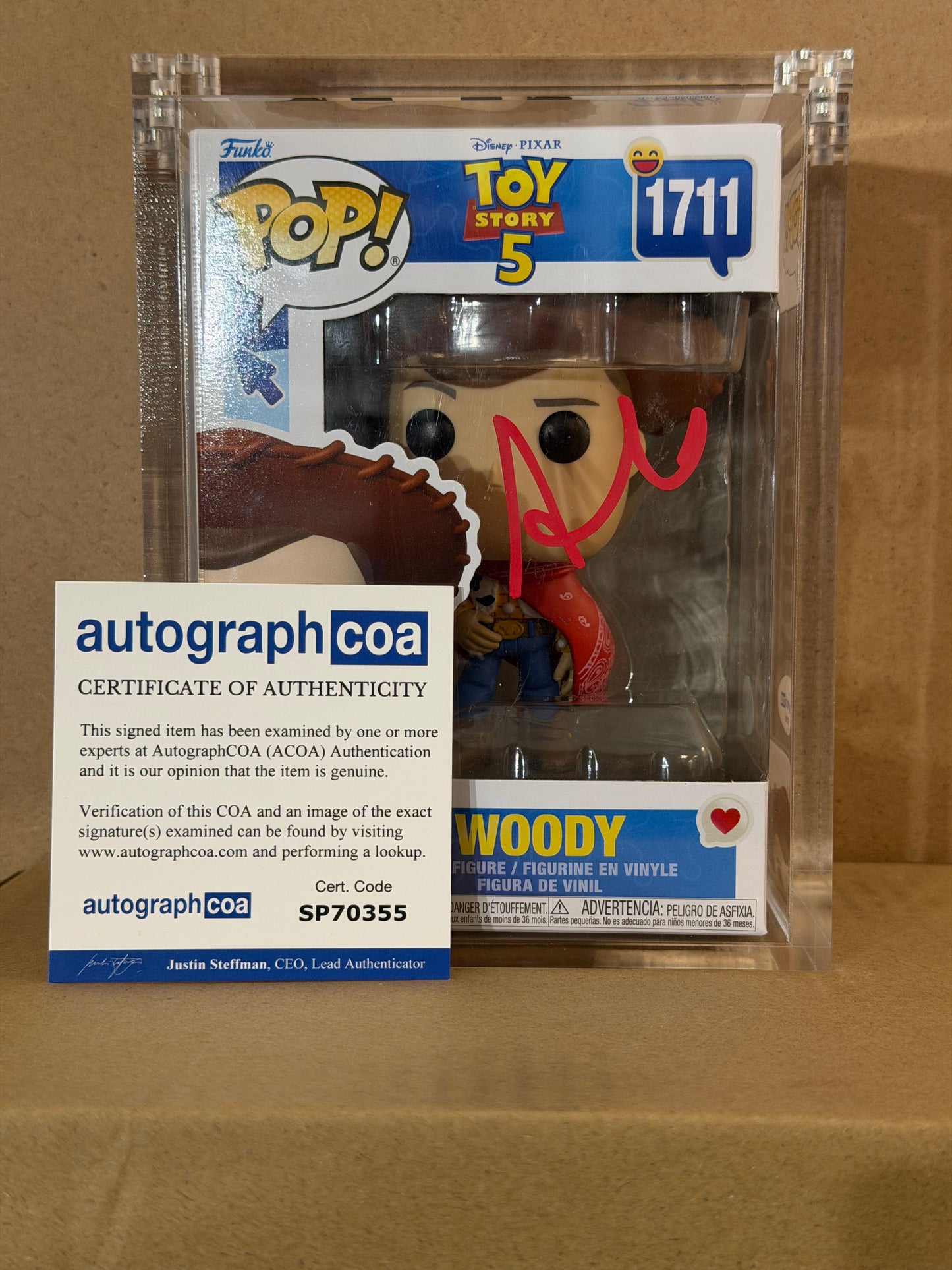 Funko Pop! Disney Toy Story 5 Director  Woody Signed Andrew Stanton COA #1711