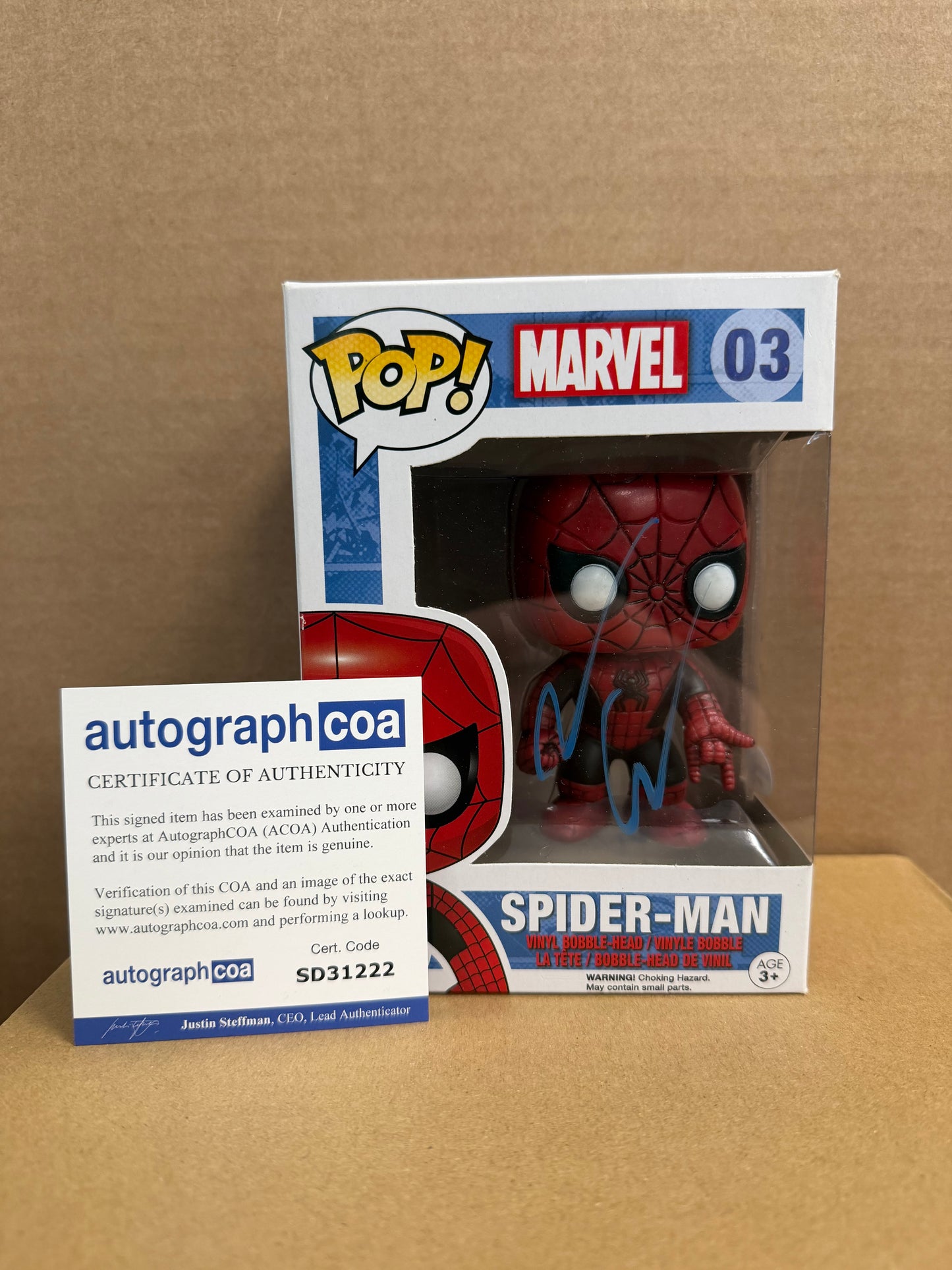 Funko Pop! Marvel Spider-Man Signed Andrew Garfield COA #03 WS