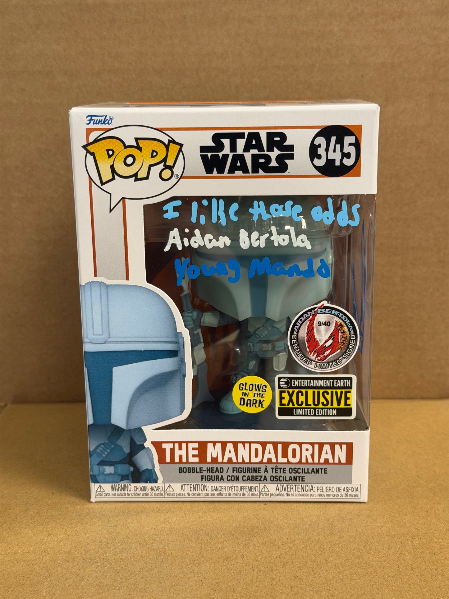 Funko Pop! Star Wars The Mandalorian Signed Aidan Bertola COA #345