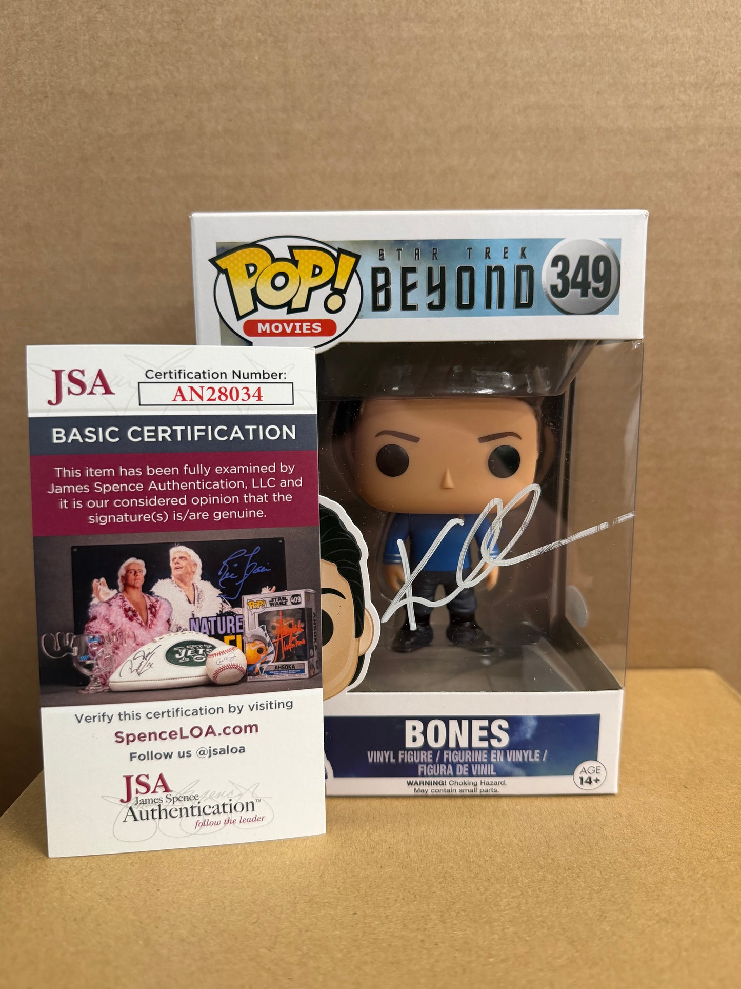 Funko Pop! Movies Star Trek Beyond Bones Signed Karl Urban COA #349 WS