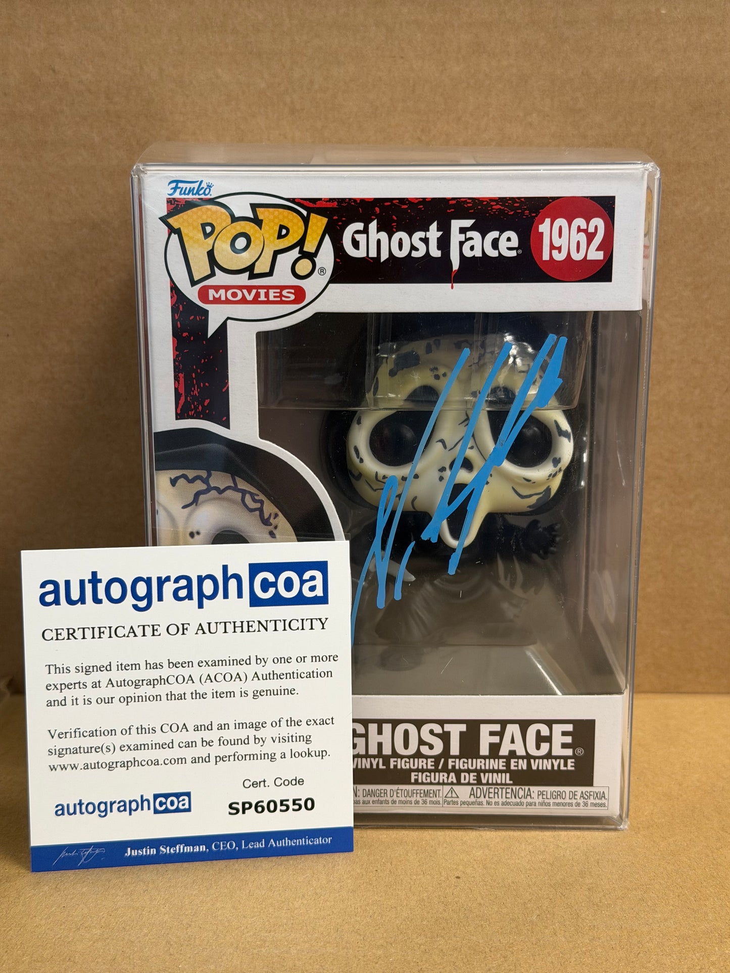 Funko Pop! Movies Ghost Face Signed Neve Campbell ‘Sidney Prescott’ COA #1962
