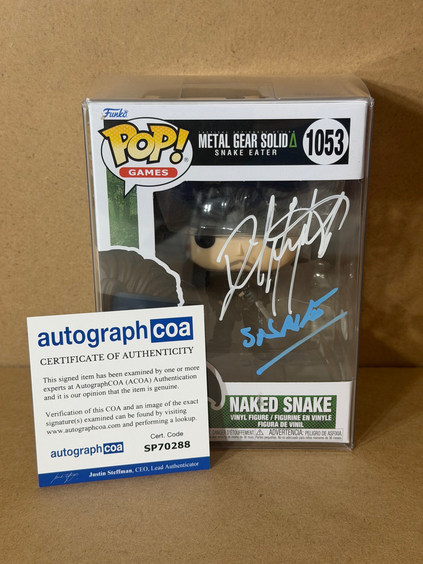 Funko Pop! Games Metal Gear Solid Naked Snake Signed David Hayter COA #1053