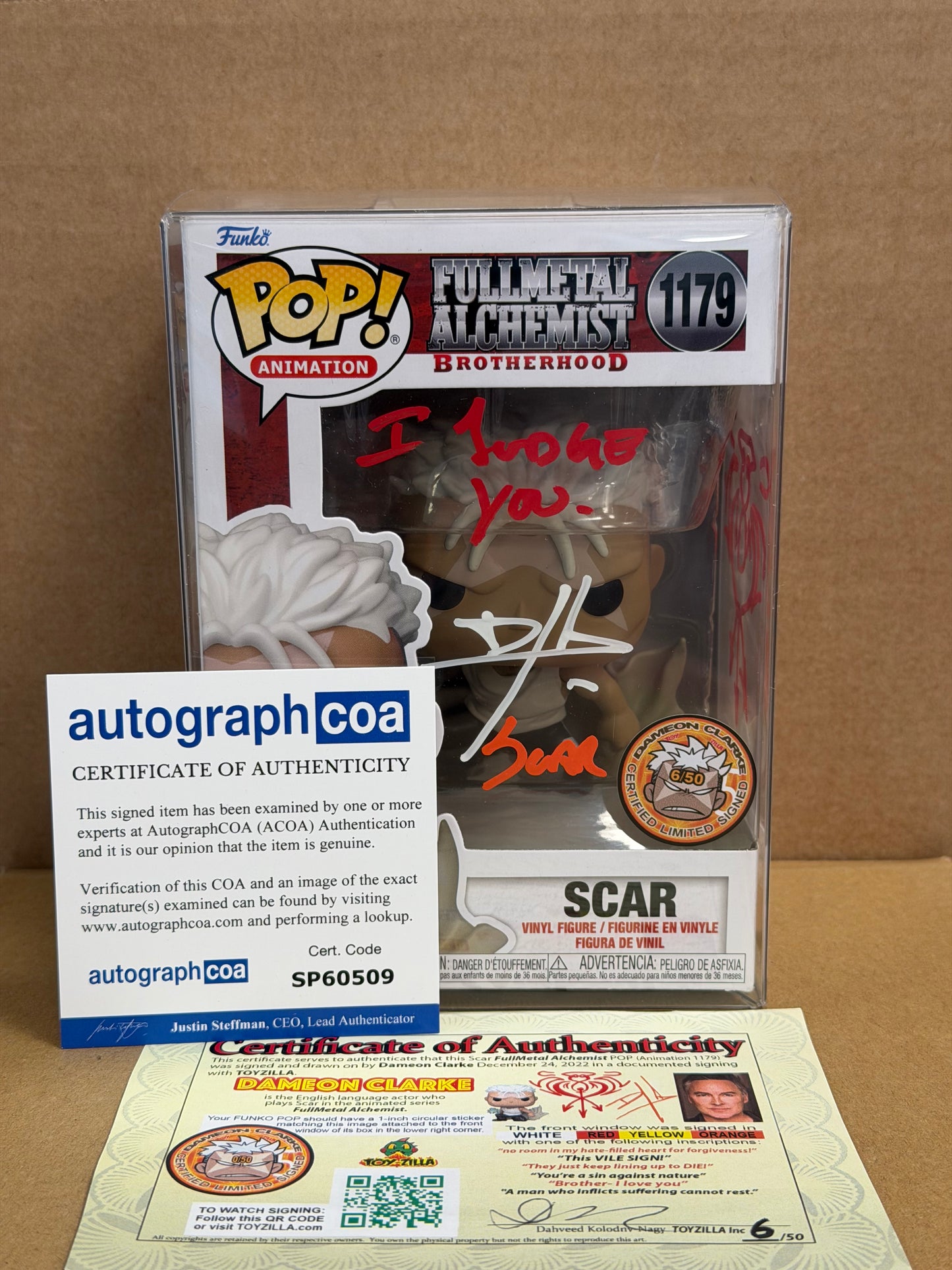 Funko Pop! Anime Full Metal Alchemist Scar Signed Dameon Clarke COA #1179