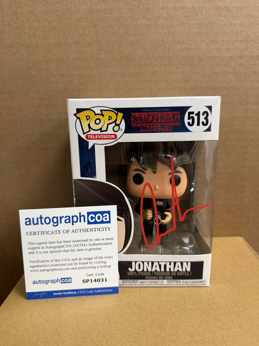 Funko Pop! Television Stranger Things Jonathan Signed Charlie Heaton COA #513 Double Signed