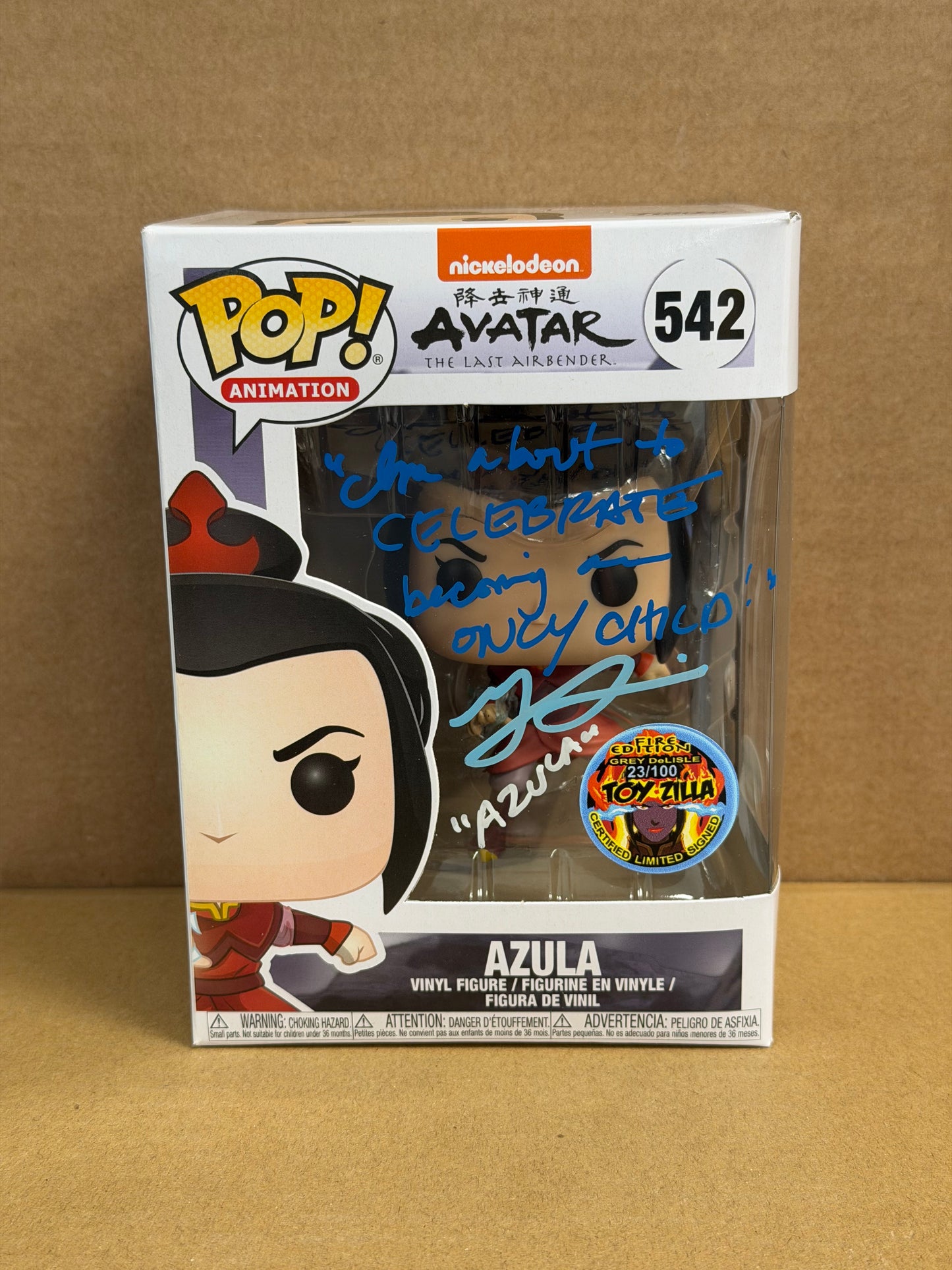Funko Pop! Anime Avatar The Last Airbender Azula Signed Grey DeLisle COA #542