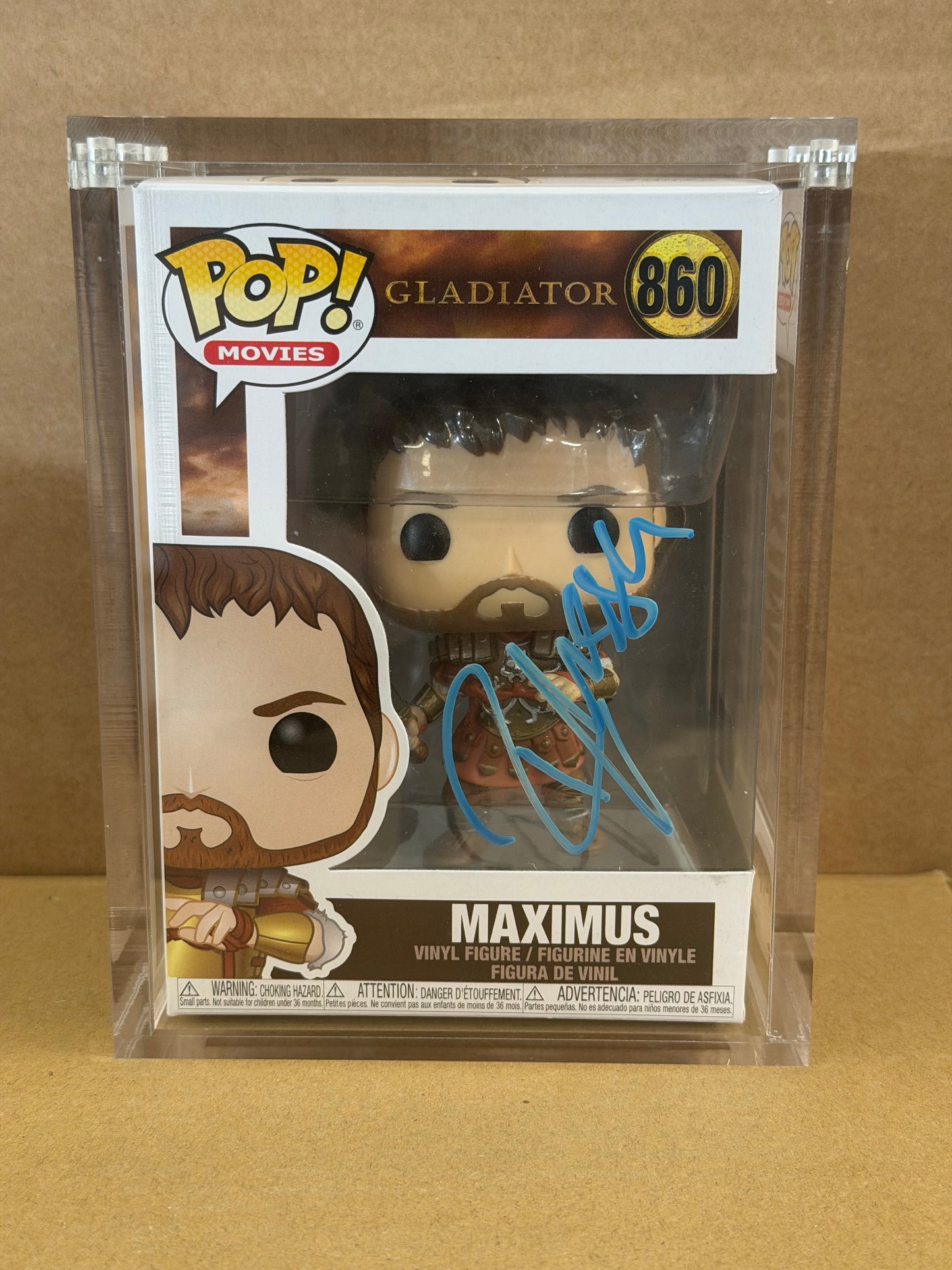 Funko Pop! Movies Gladiator Maximus Signed Russel Crowe #860 Free Magentic Stack