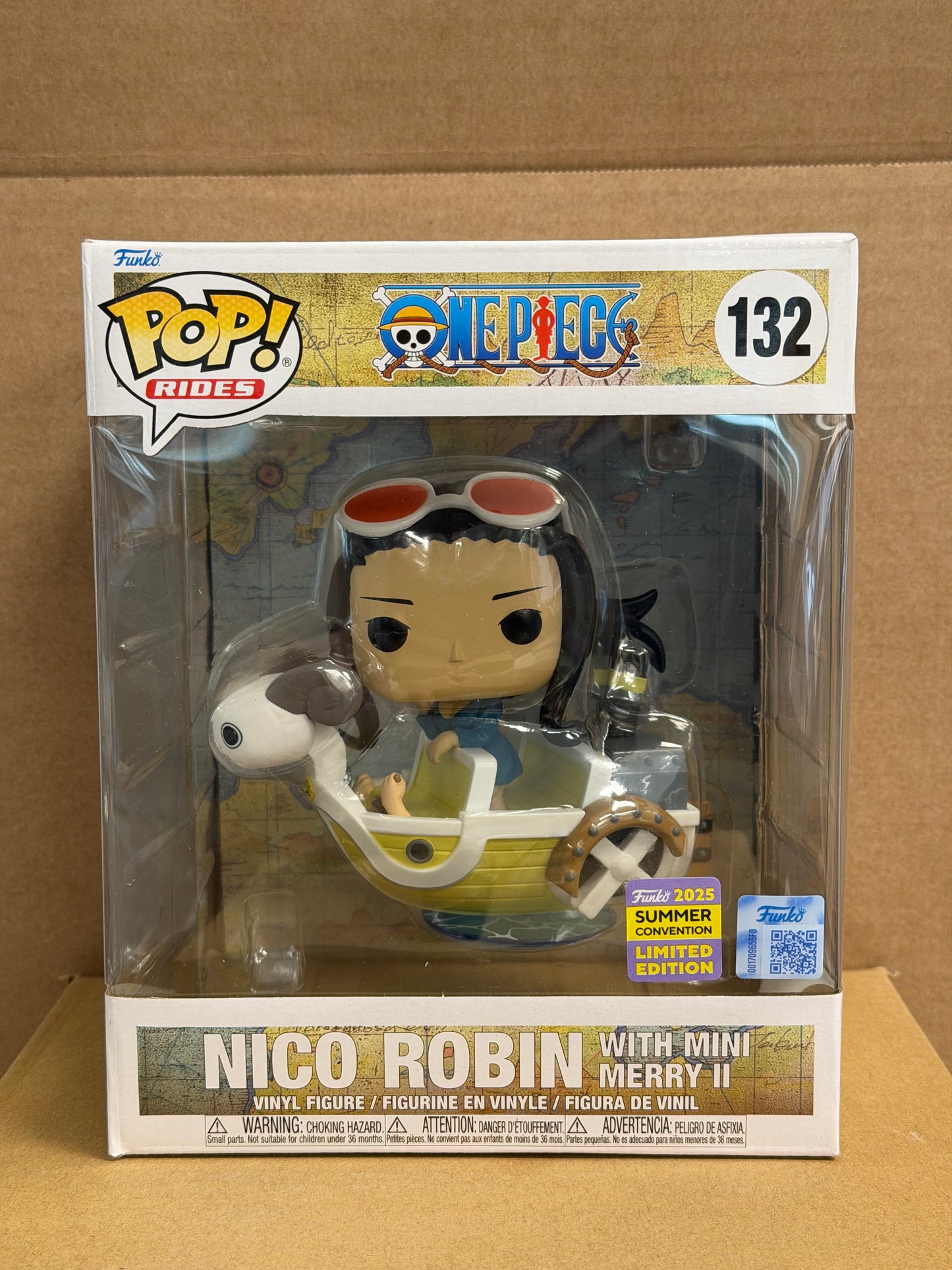 Funko Pop! Rides Anime One Piece Nico Robin W/ Mini Merry #132 2025 Convention + Protector