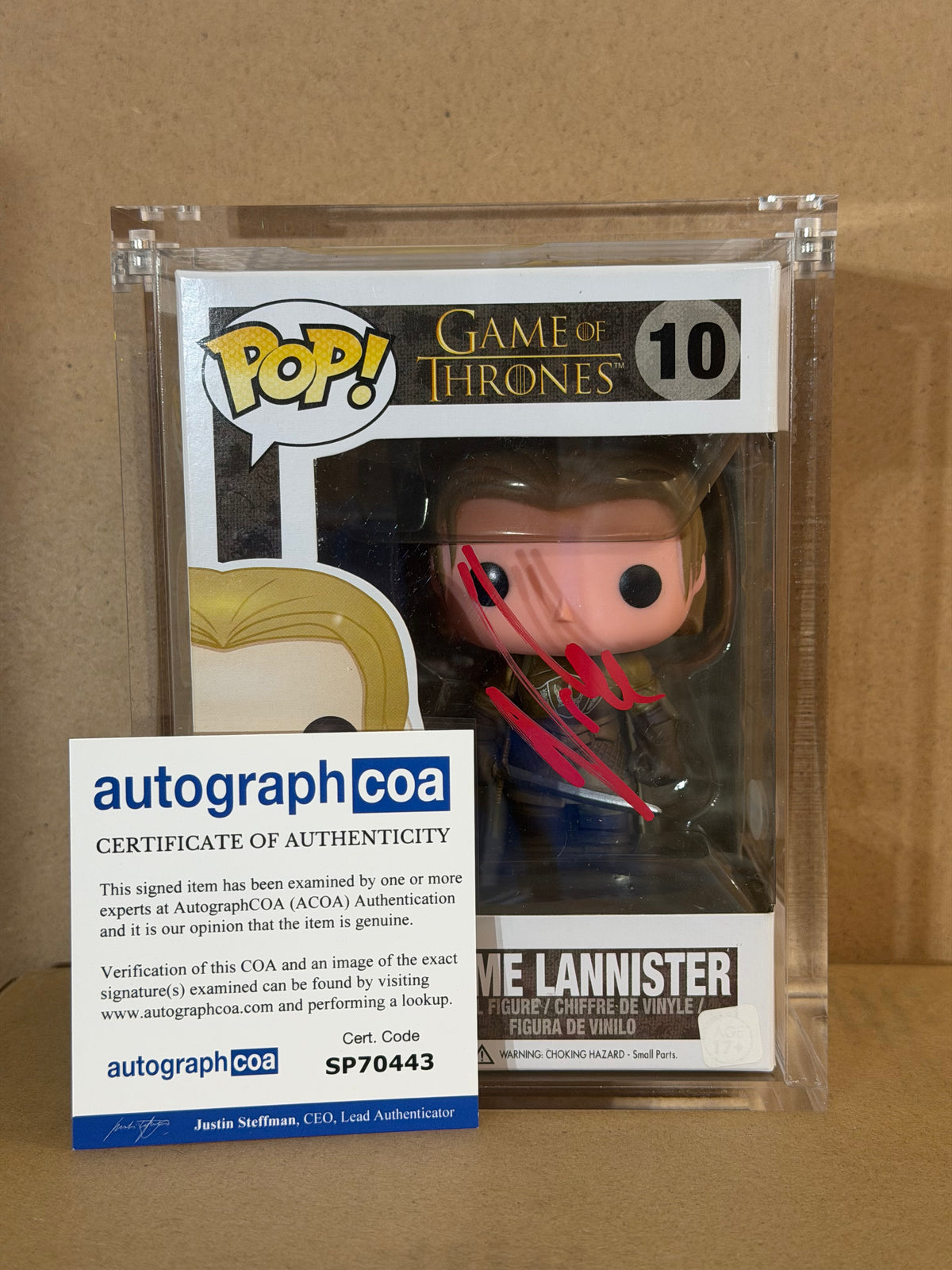 Funko Pop! Television Game Of Thrones Jaime Lannister Signed Nikolaj Coster #10