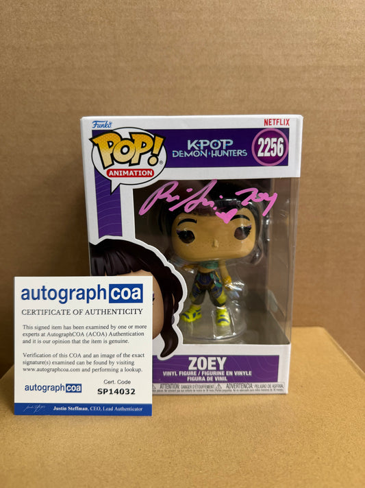 Funko Pop! Animation Kpop Demon Hunters Zoey Signed Rei Ami COA #2256