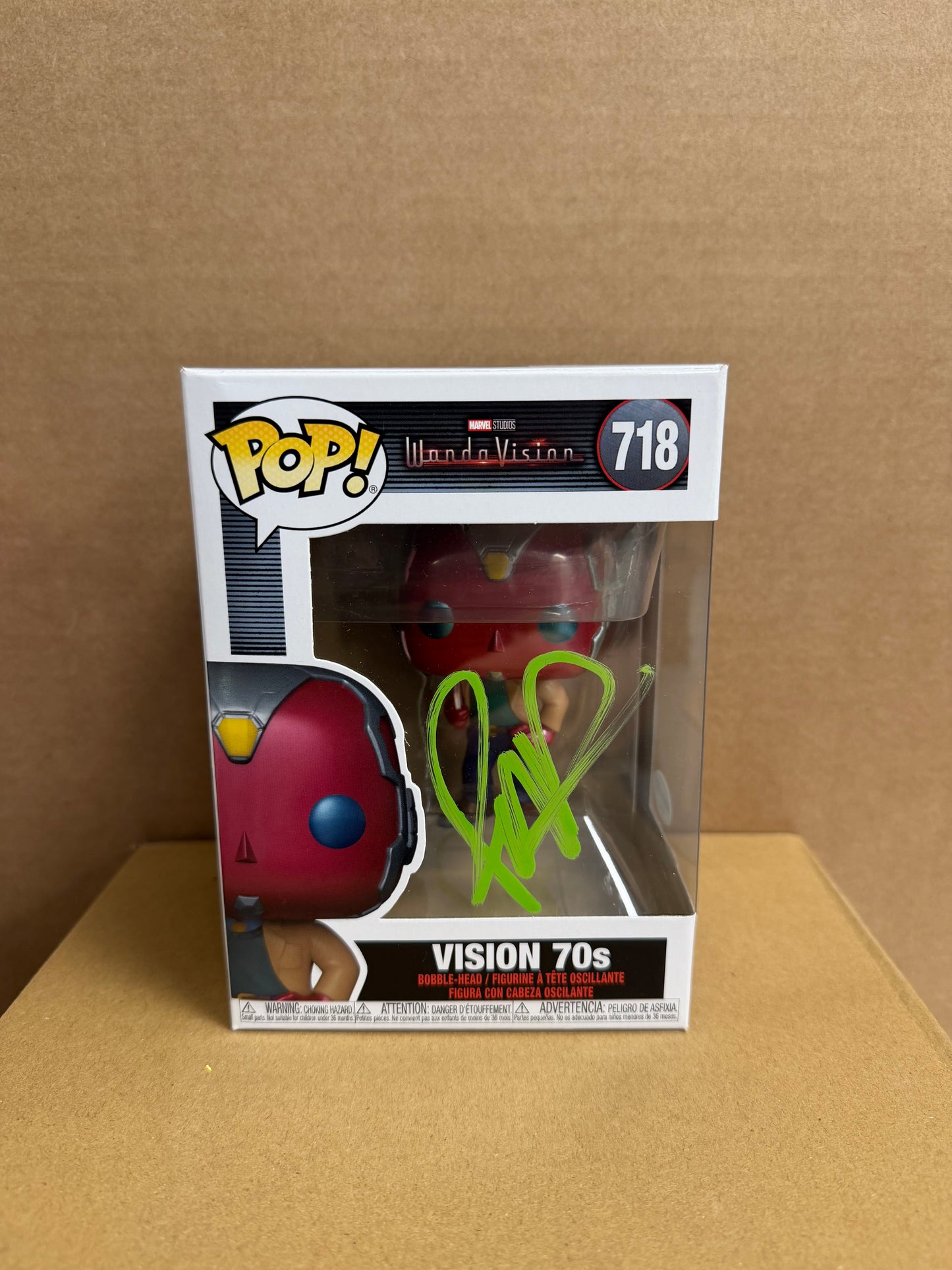 Funko Pop! Marvel Vision 70s Signed Paul Bettany COA #718 WS