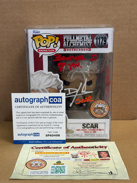 Funko Pop! Anime Full Metal Alchemist Scar Signed Dameon Clarke COA #1179