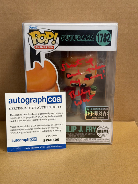 Funko Pop! Animation Futurama Philip J. Fry Signed Billy West COA #1755