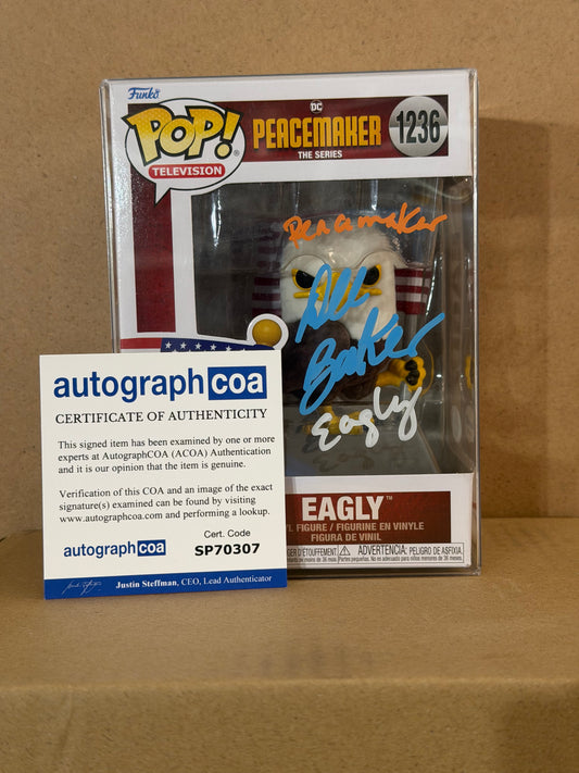 Funko Pop! Television Peacemaker Eagly Signed Dee Baker COA #1236