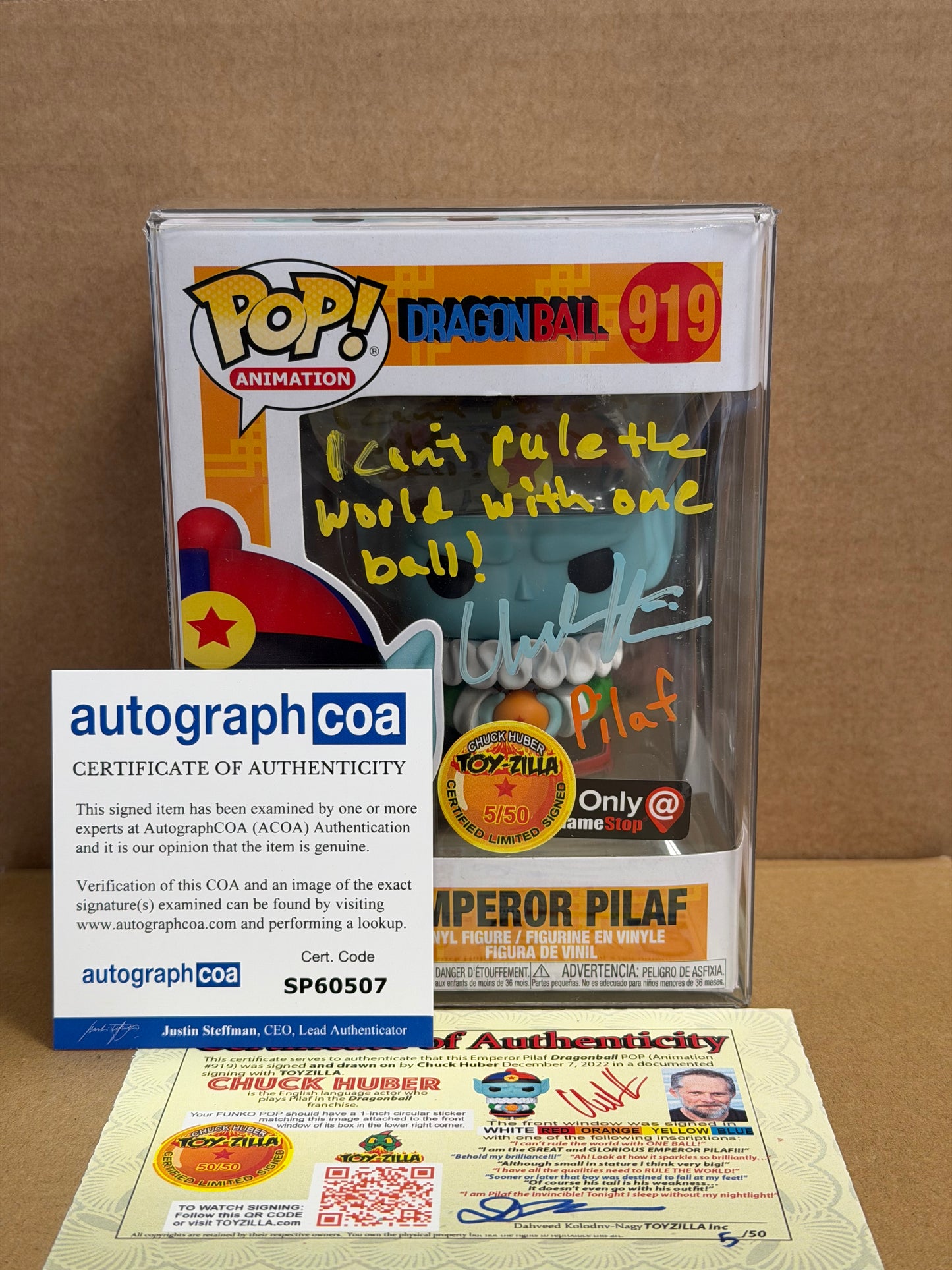 Funko Pop! Anime Dragon Ball Emperor Pilaf Signed Chuck Huber COA # 919