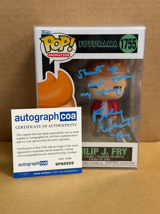 Funko Pop! Animation Futurama Philip J. Fry Signed Billy West COA #1755