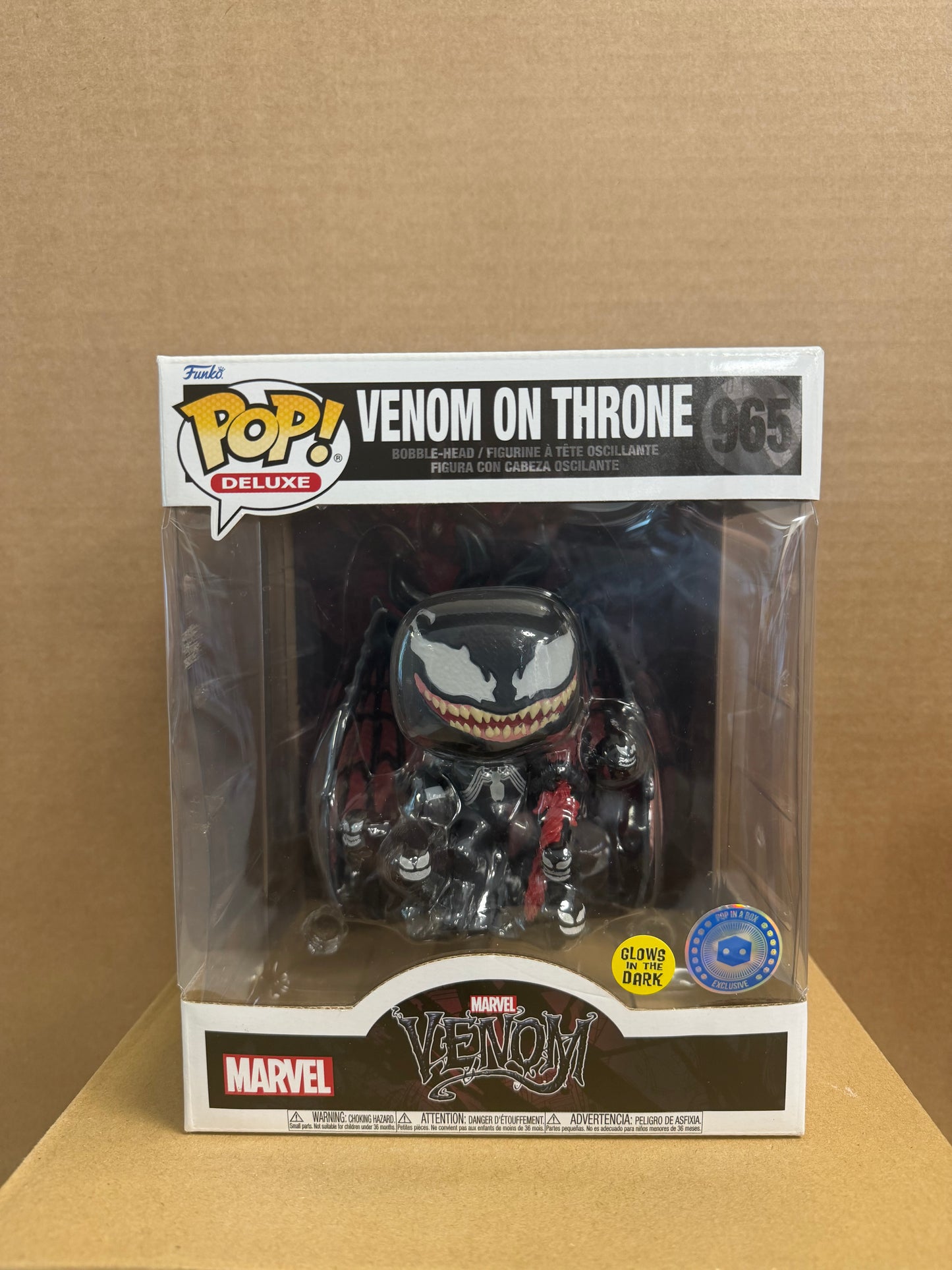Funko Pop! Marvel Venom On Throne #965 Glow Pop In A Box Exclusive