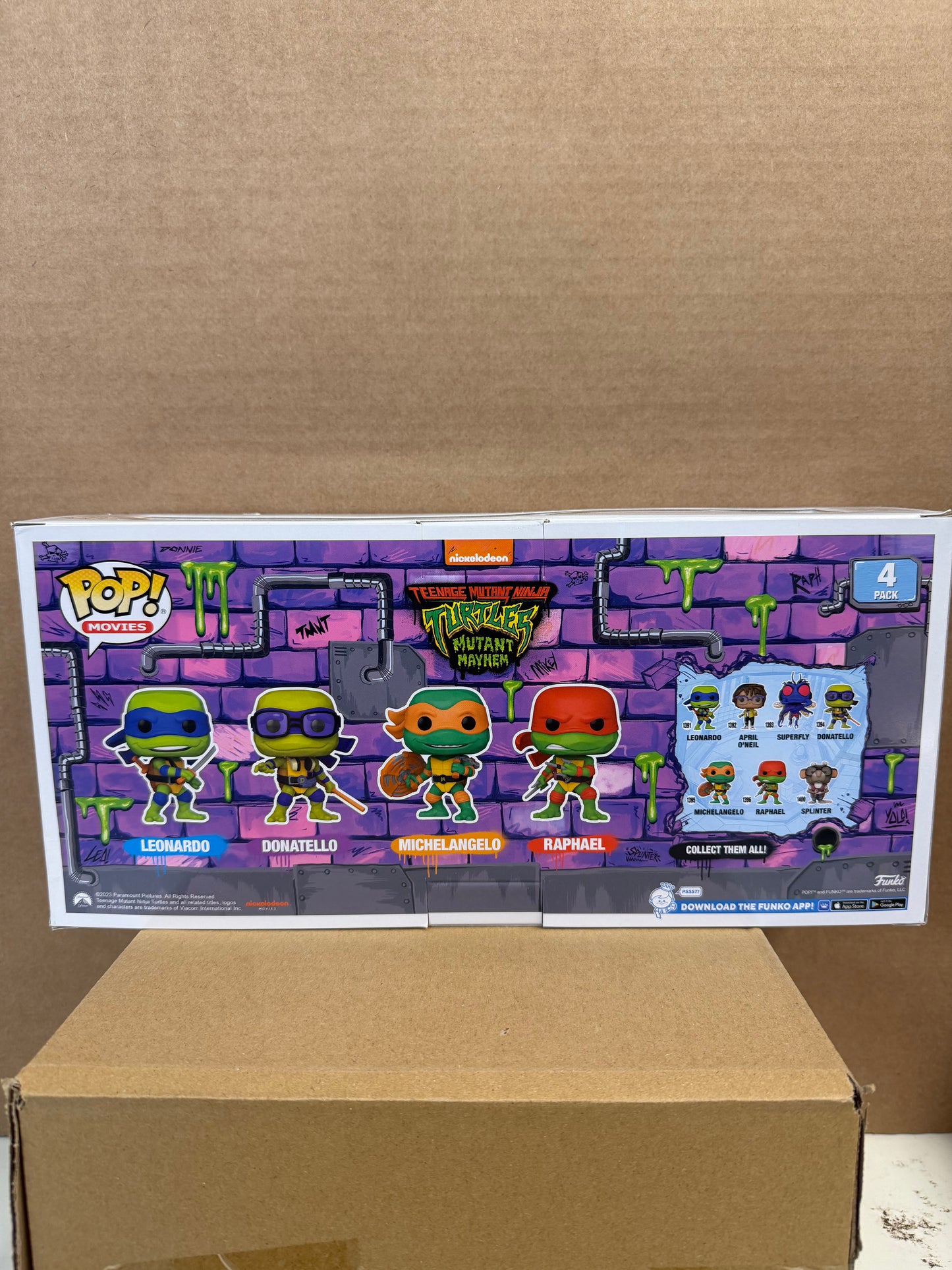 Funko Pop! Movies TMNT Mutant Mayhem 4 Pack Amazon Glow Exclusive