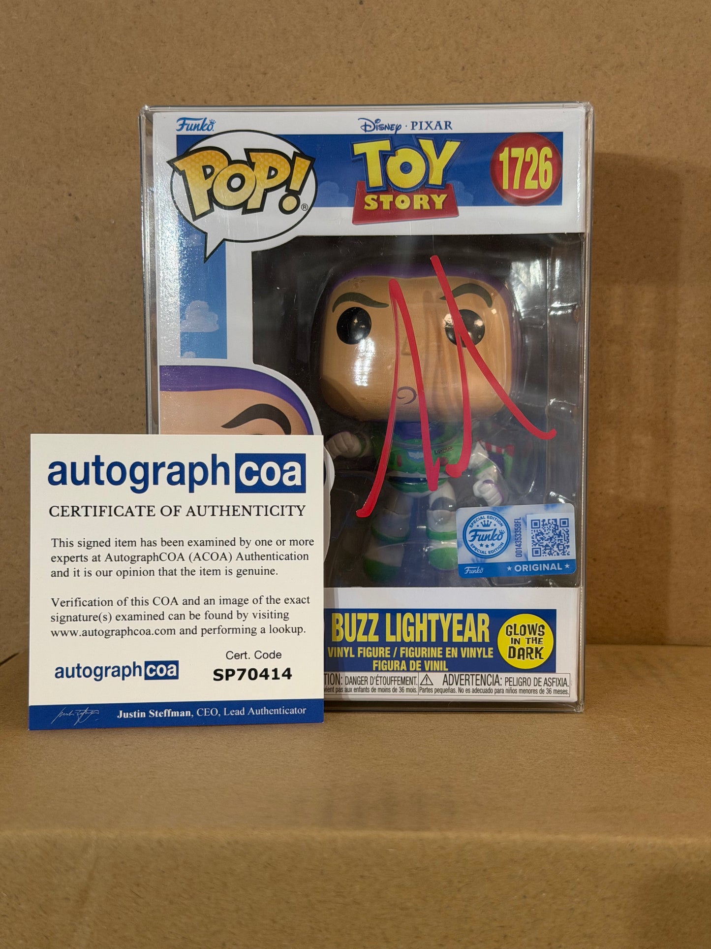 Funko Pop! Disney Toy Story 5 Buzz Lightyear Signed Tim Allen COA #1726