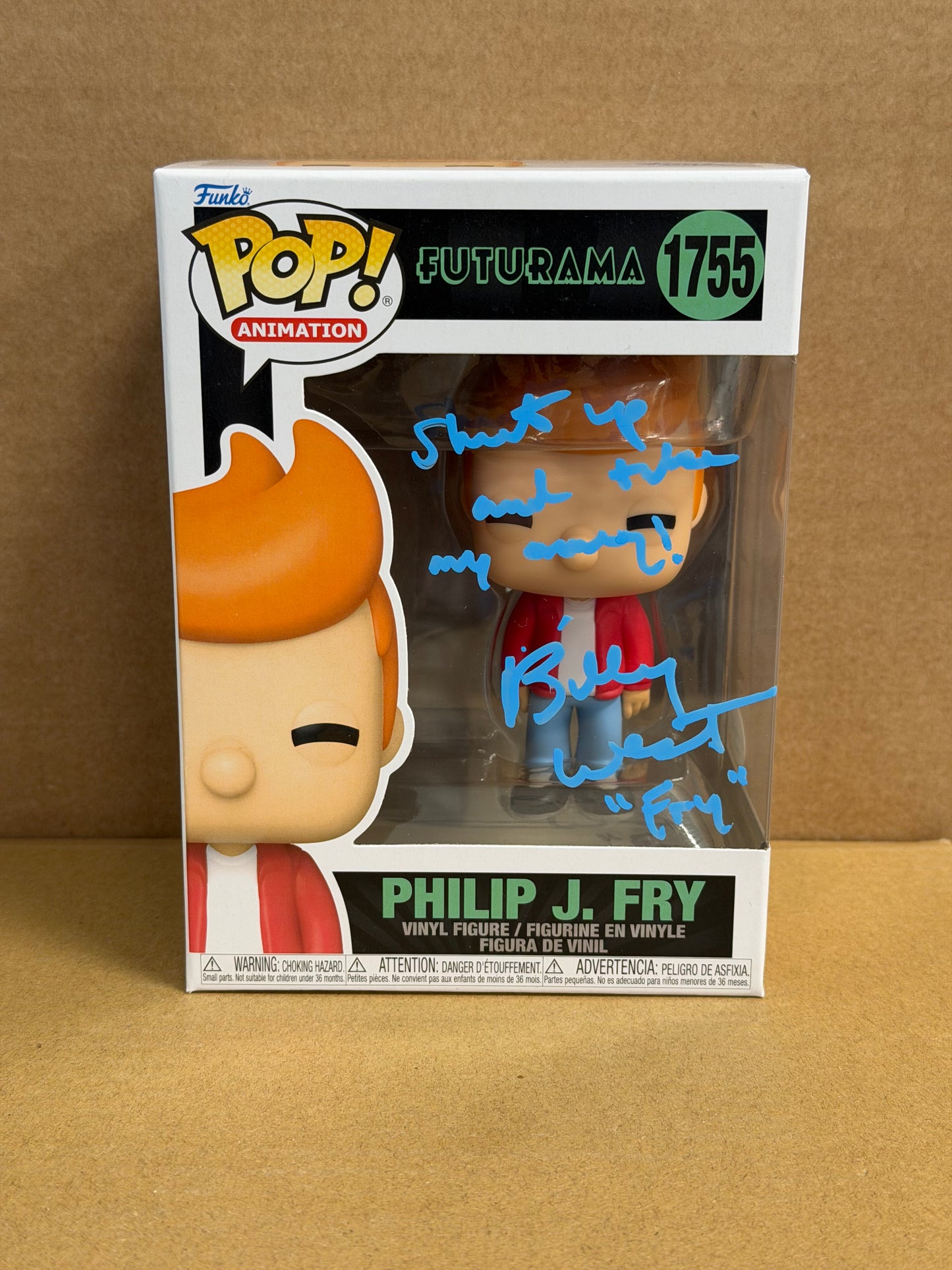 Funko Pop! Animation Futurama Philip J. Fry Signed Billy West COA #1755