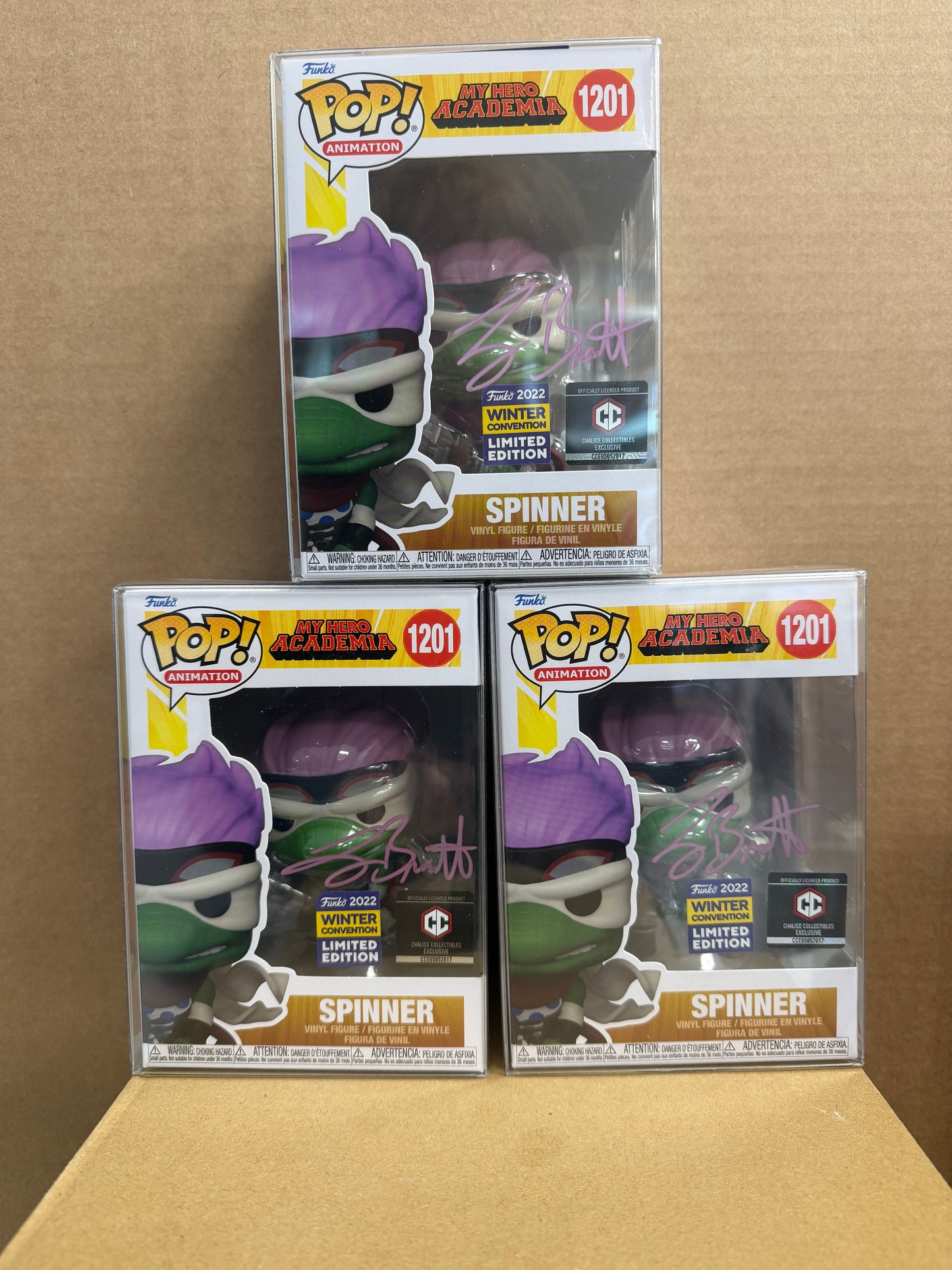Funko Pop! Anime My Hero Academia Spinner Signed Larry Brantley COA #1201