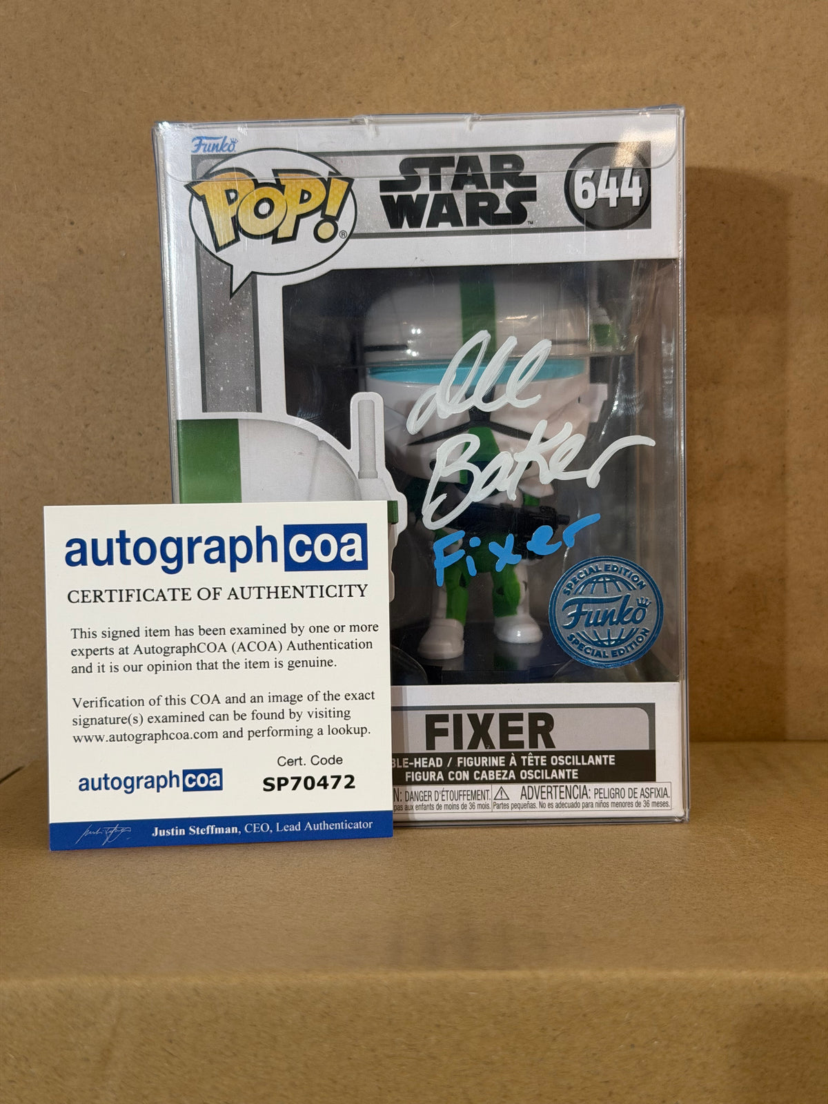 Funko Pop! Star Wars Fixer Signed Dee Baker COA #644