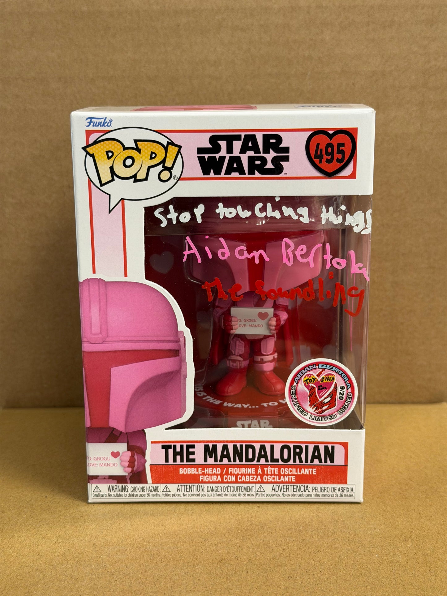 Funko Pop! Star Wars The Mandalorian Signed Aidan Bertola COA #495