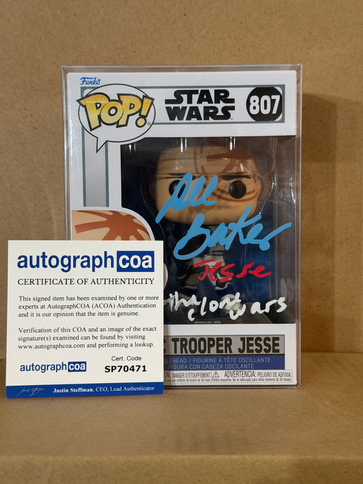 Funko Pop! Star Wars Arc Trooper Jesse Signed Dee Baker COA #807
