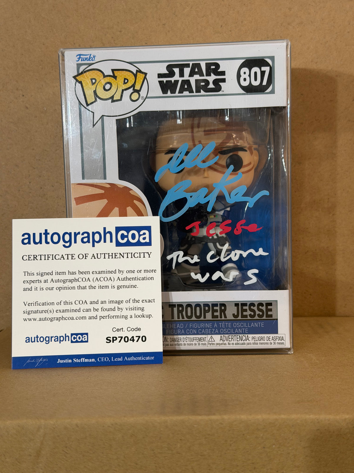 Funko Pop! Star Wars Arc Trooper Jesse Signed Dee Baker COA #807